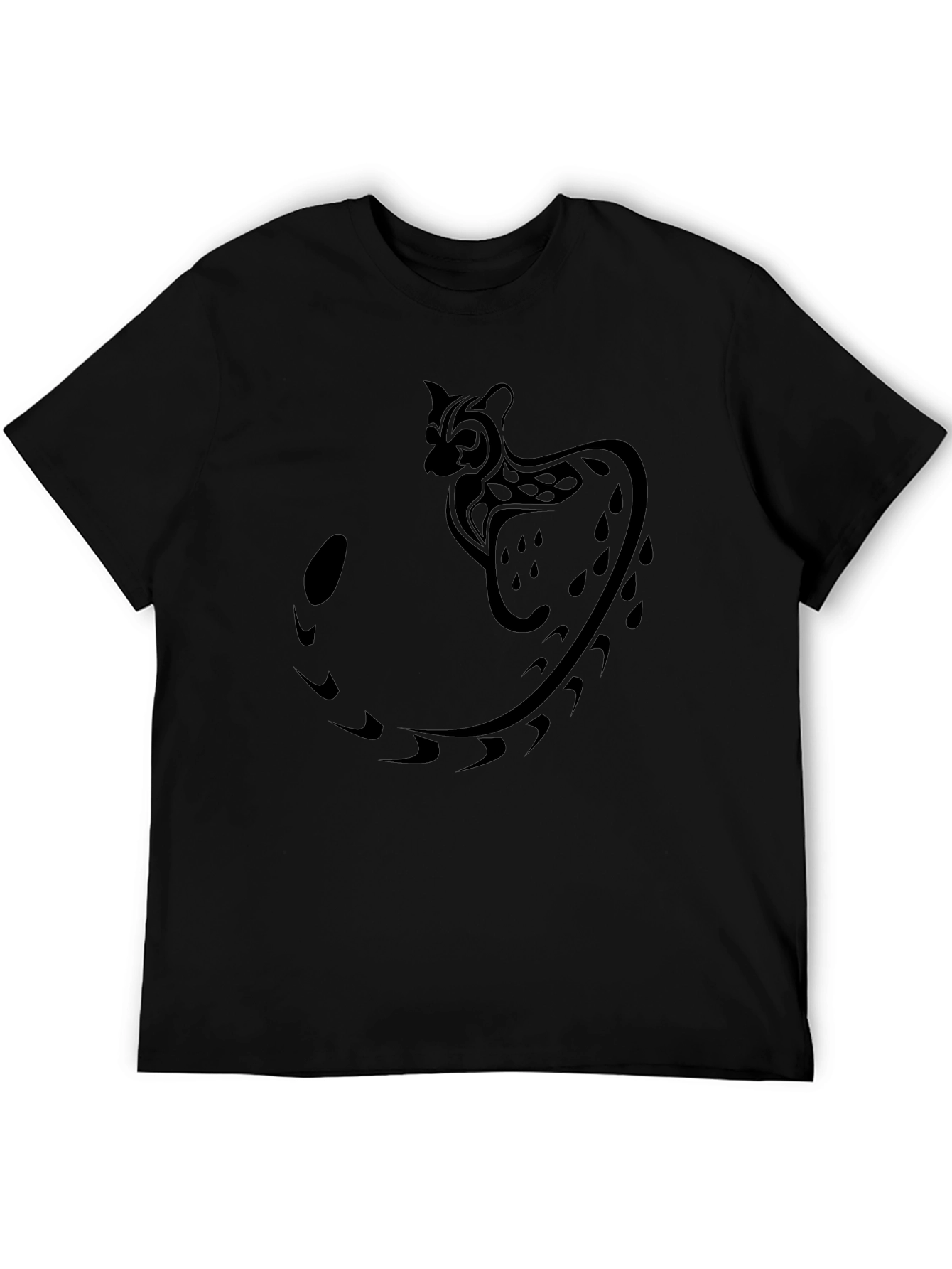 Tribal Cat Graphic Black T-Shirt