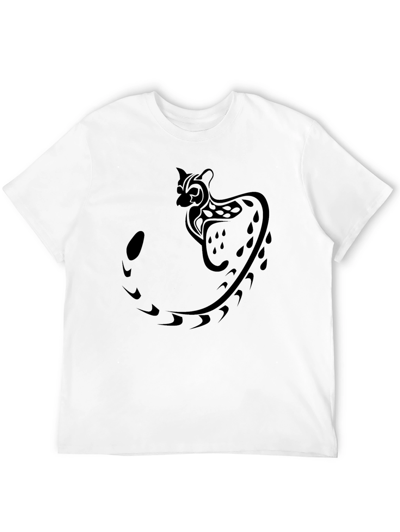 Tribal Cat Graphic Black T-Shirt