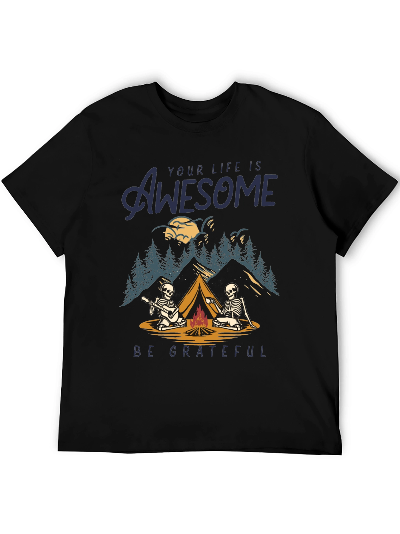 Awesome Life Camping Skeleton Graphic T-Shirt