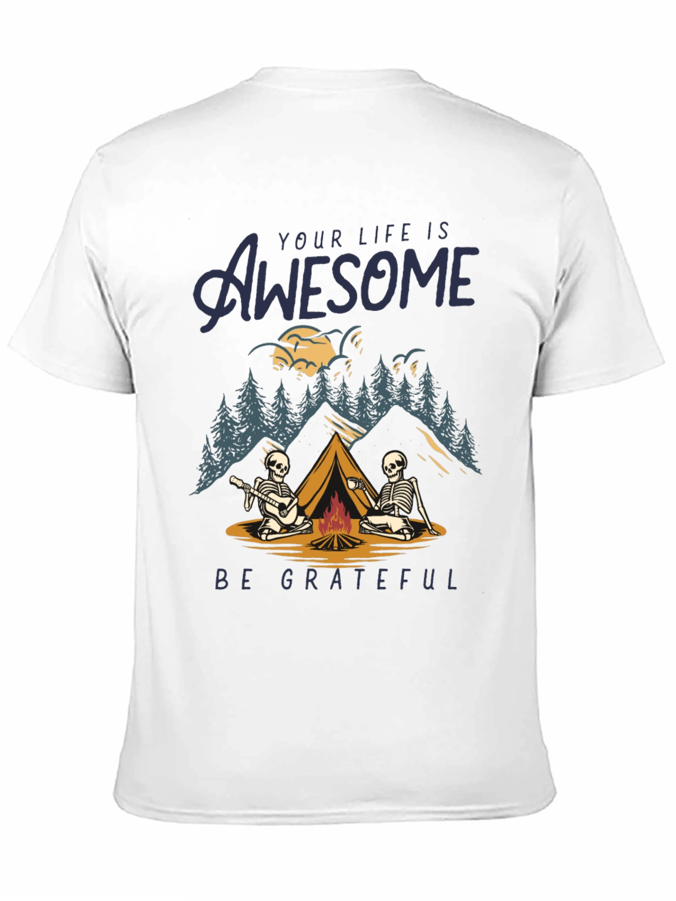 Awesome Life Camping Skeleton Graphic T-Shirt