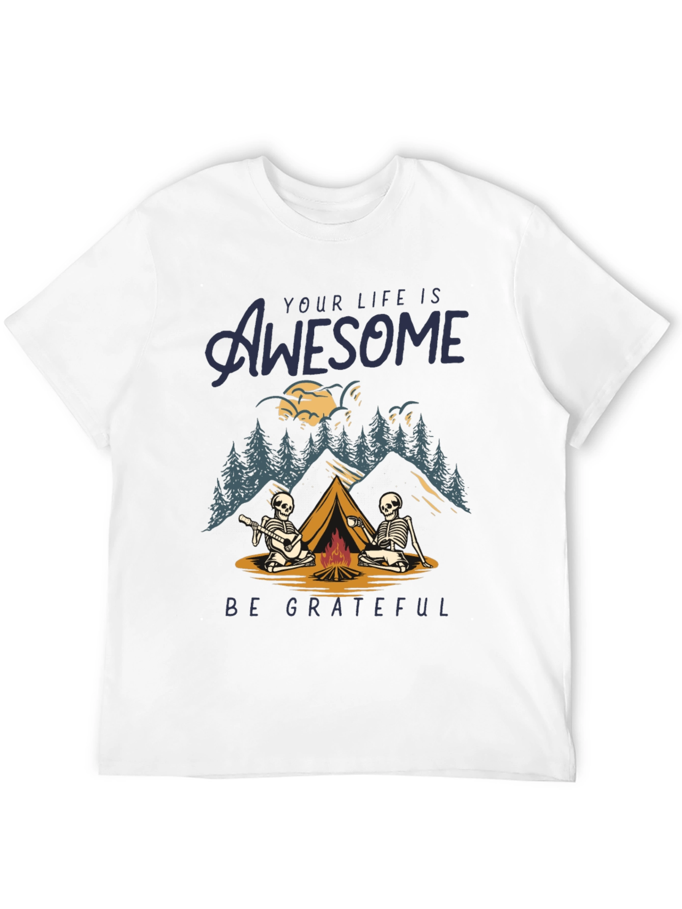 Awesome Life Camping Skeleton Graphic T-Shirt