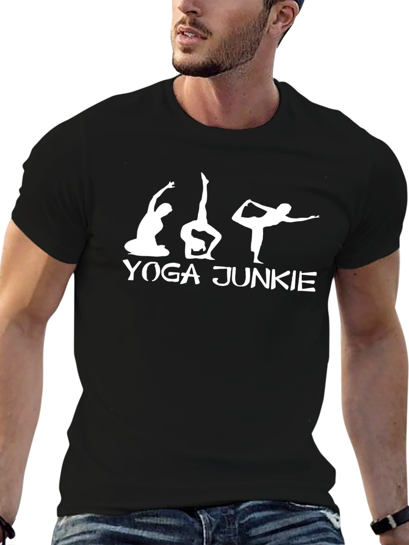 Yoga Junkie Black Graphic T-Shirt