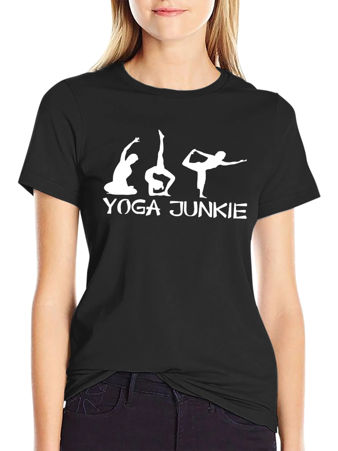 Yoga Junkie Black Graphic T-Shirt