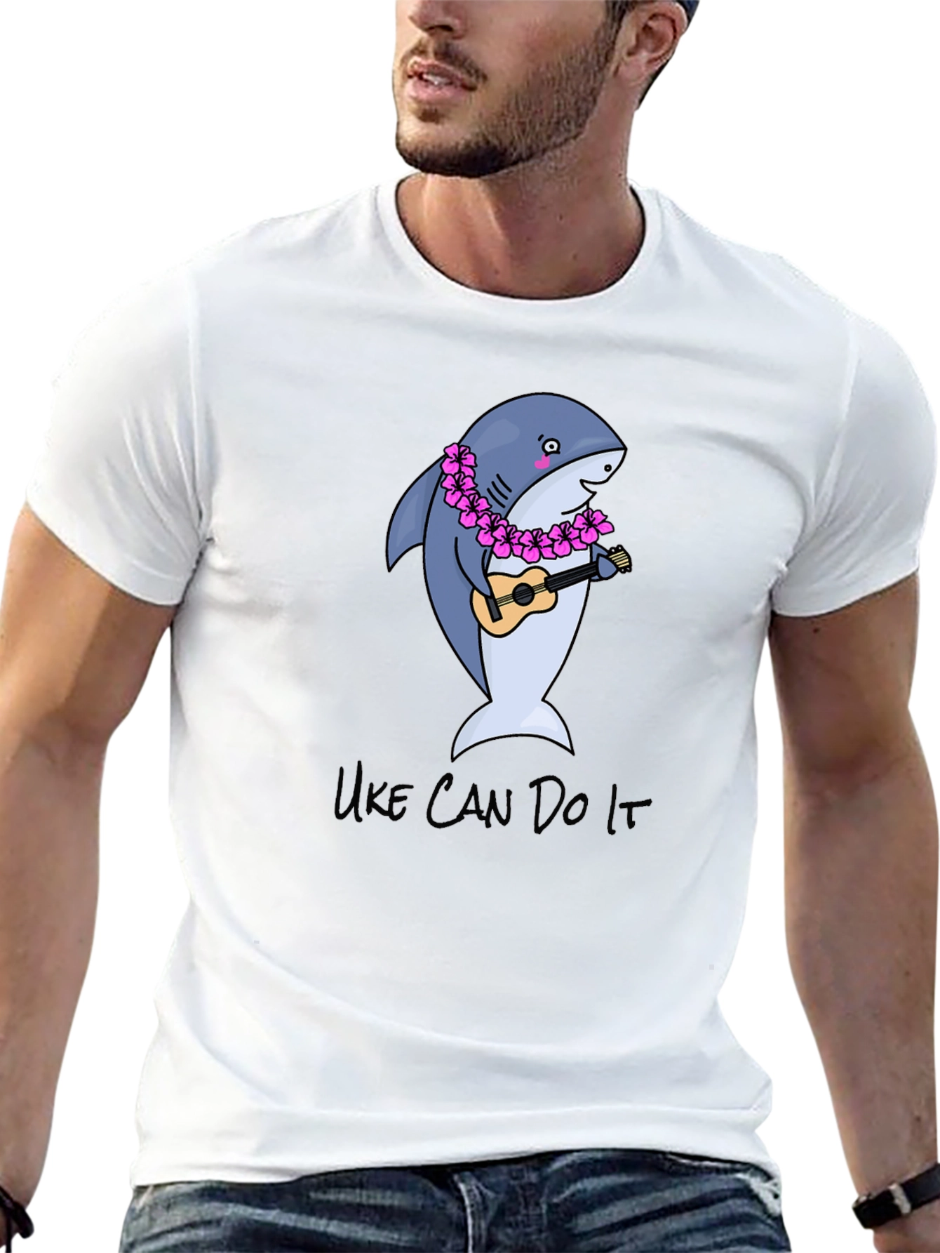 Uke Can Do It Shark Ukulele Graphic T-Shirt