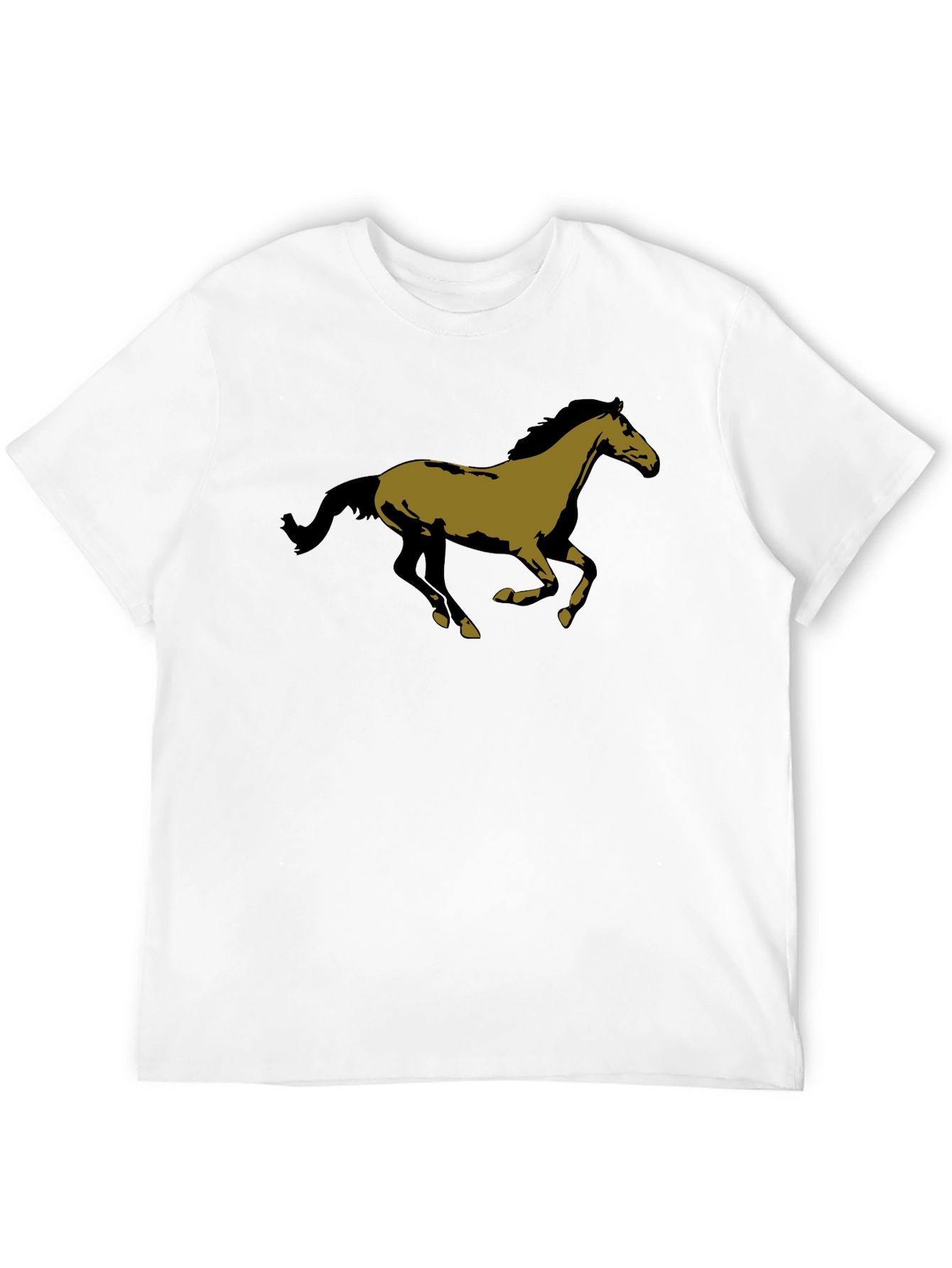 Horse Graphic Tee - Black Cotton Casual T-Shirt