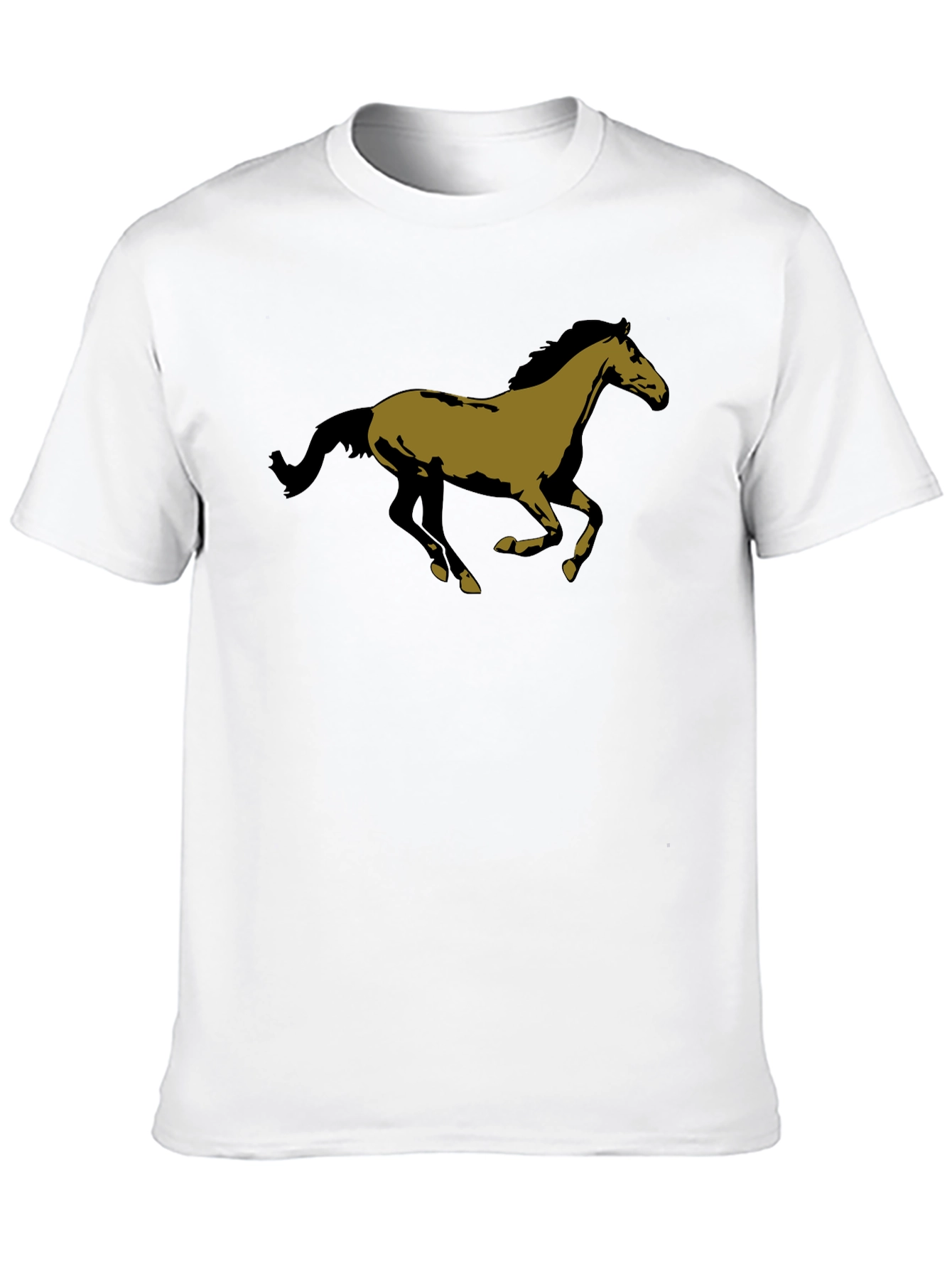 Horse Graphic Tee - Black Cotton Casual T-Shirt