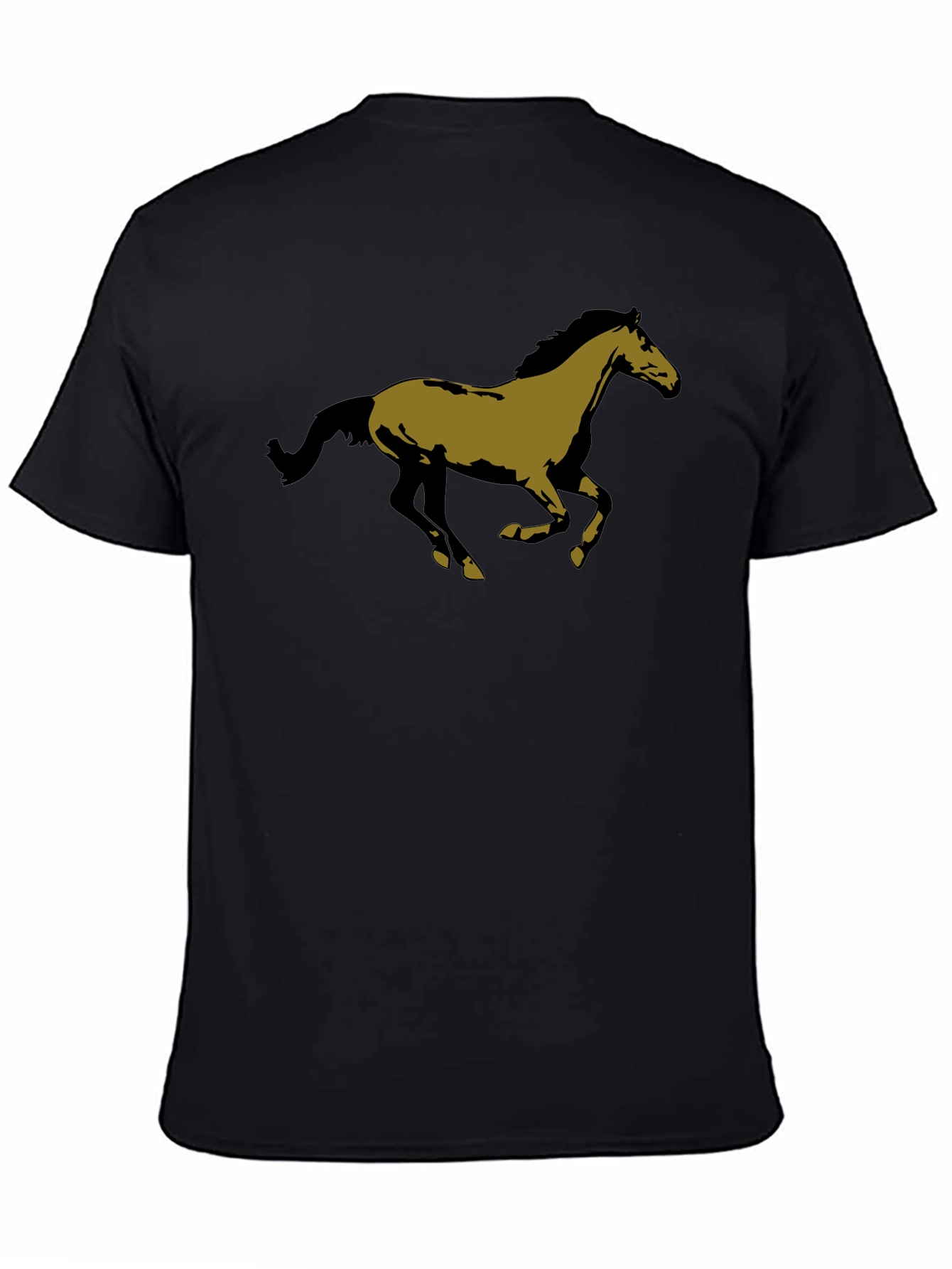 Horse Graphic Tee - Black Cotton Casual T-Shirt