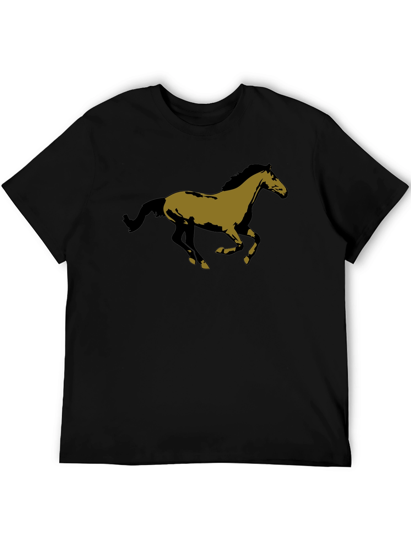 Horse Graphic Tee - Black Cotton Casual T-Shirt