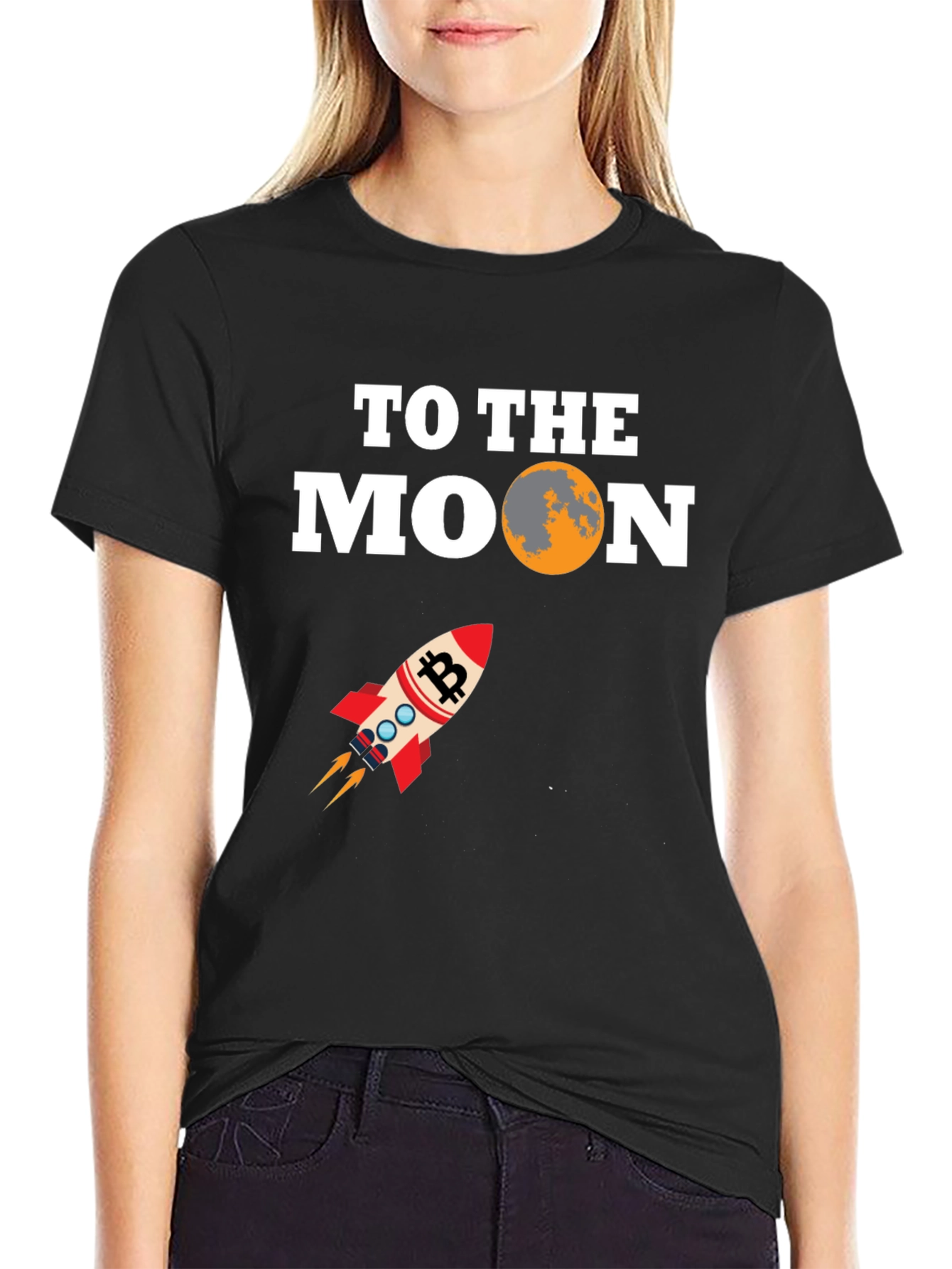 Bitcoin To The Moon Black T-Shirt