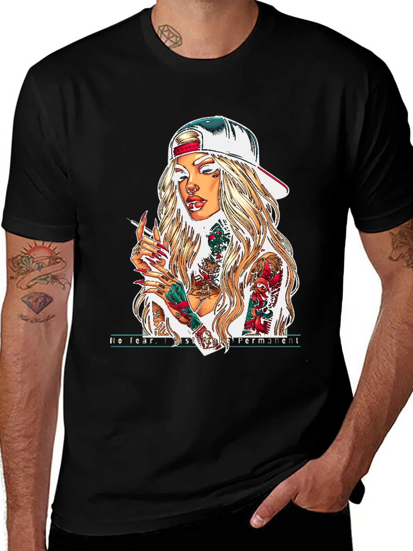 Tattooed Woman Graphic Tee - Black Unisex