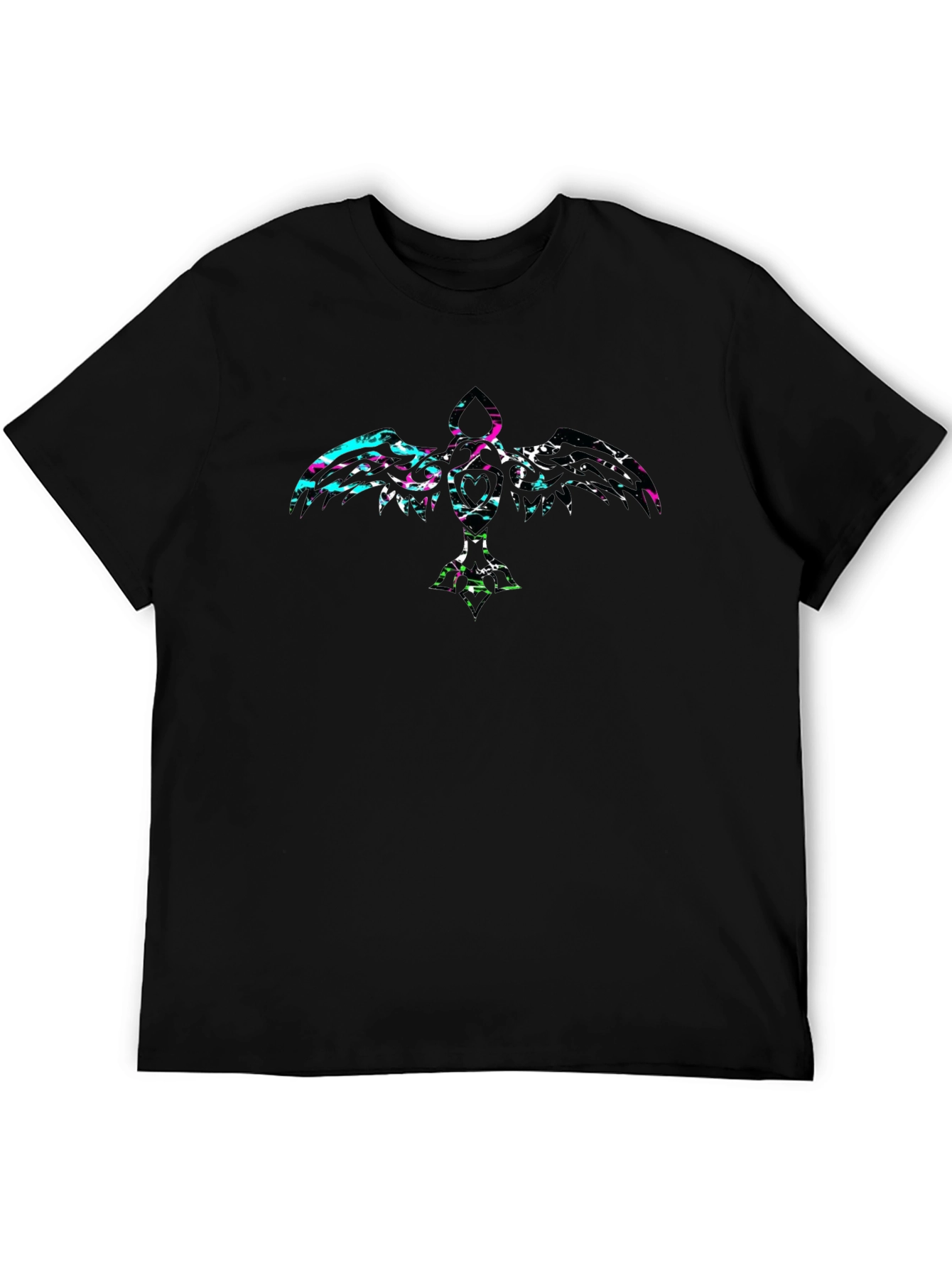 Abstract Crow Graphic Black T-Shirt
