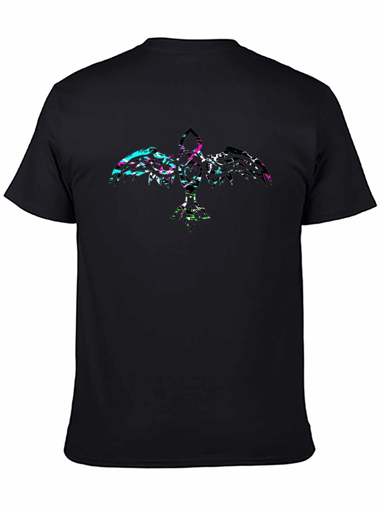 Abstract Crow Graphic Black T-Shirt