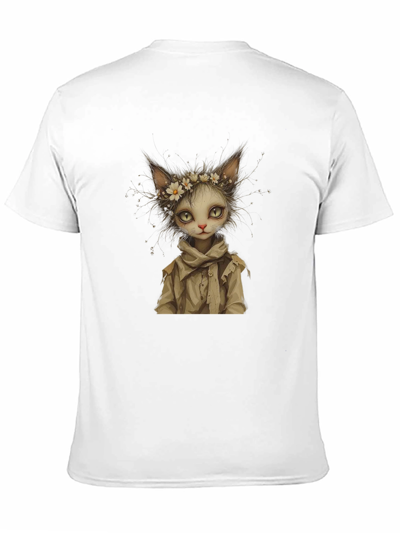 Whimsical Cat Art Black T-Shirt