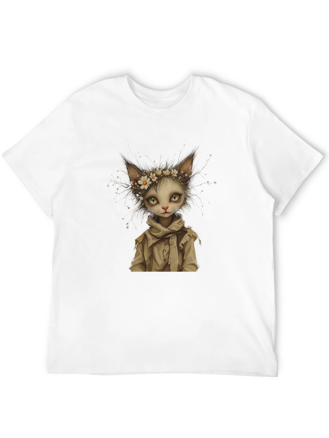 Whimsical Cat Art Black T-Shirt
