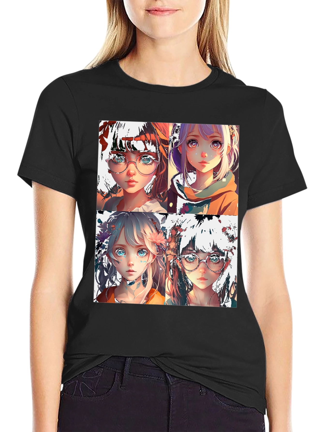 Anime Girl Collage Graphic Tee