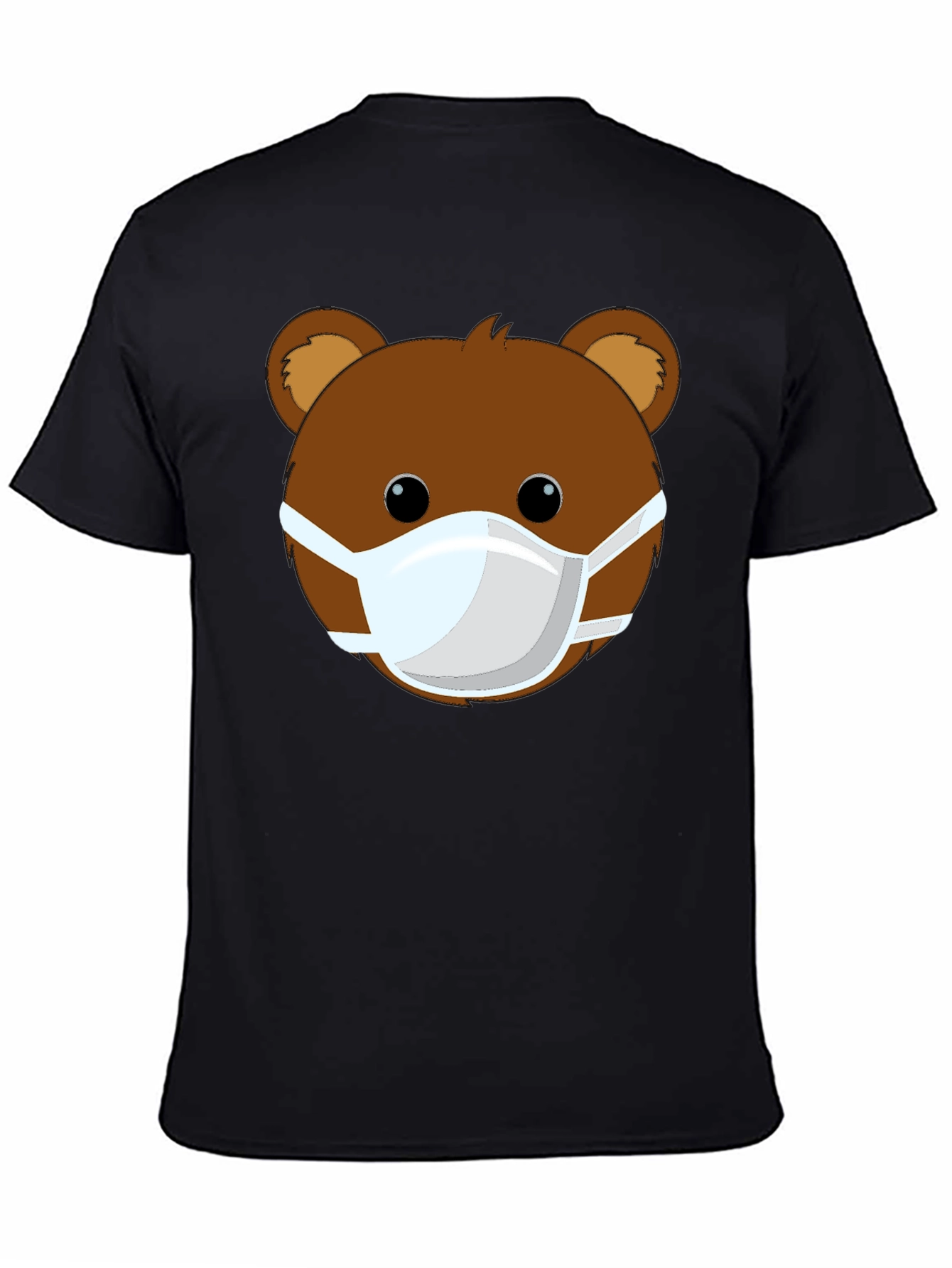 Bear Face Mask Graphic Tee - Black Casual Shirt