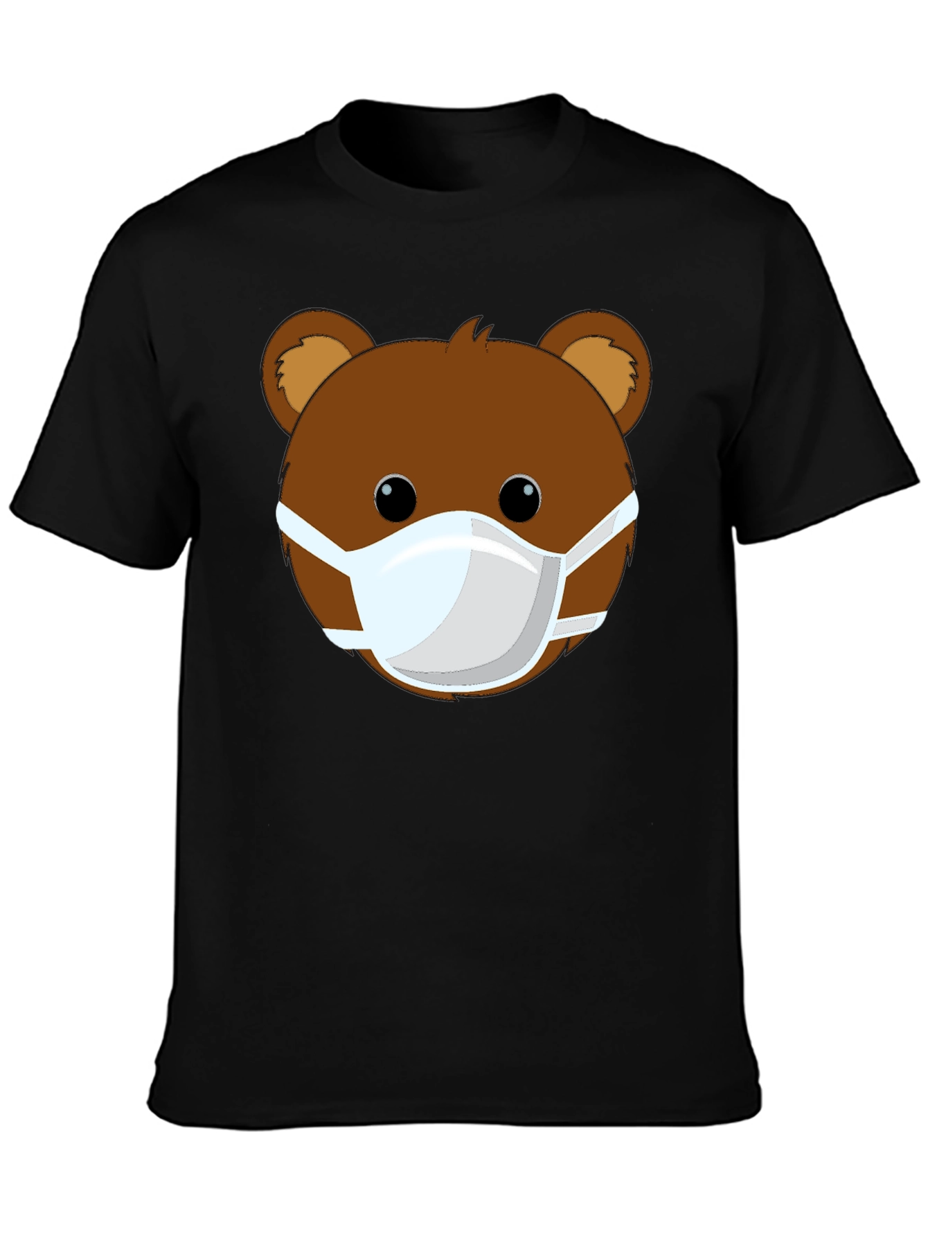 Bear Face Mask Graphic Tee - Black Casual Shirt