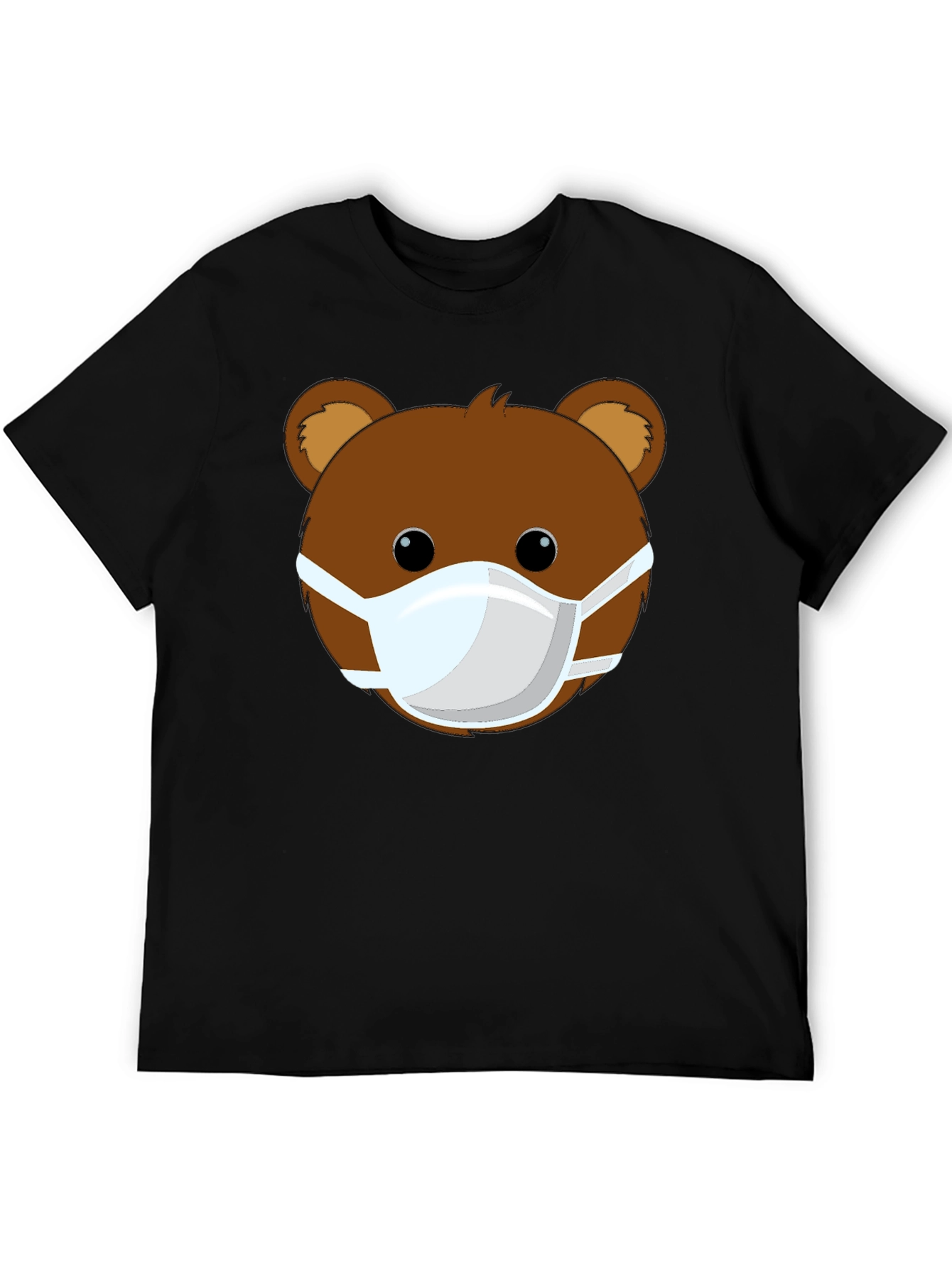 Bear Face Mask Graphic Tee - Black Casual Shirt