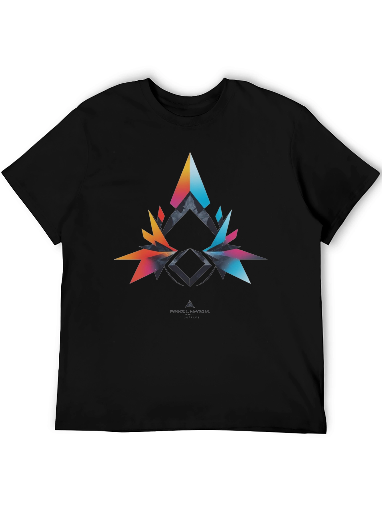 Abstract Geometric Graphic Print Mens Black T-Shirt