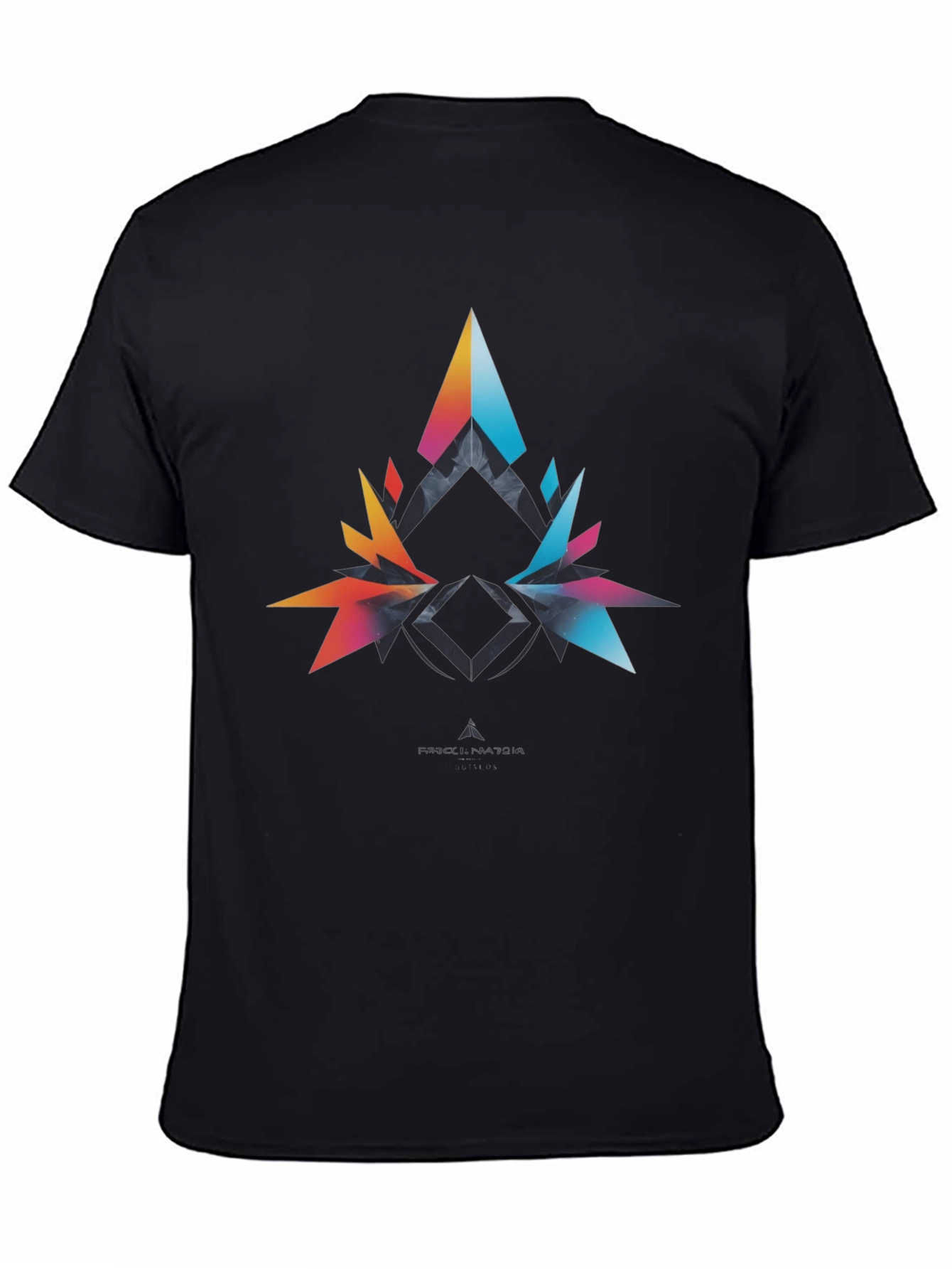 Abstract Geometric Graphic Print Mens Black T-Shirt