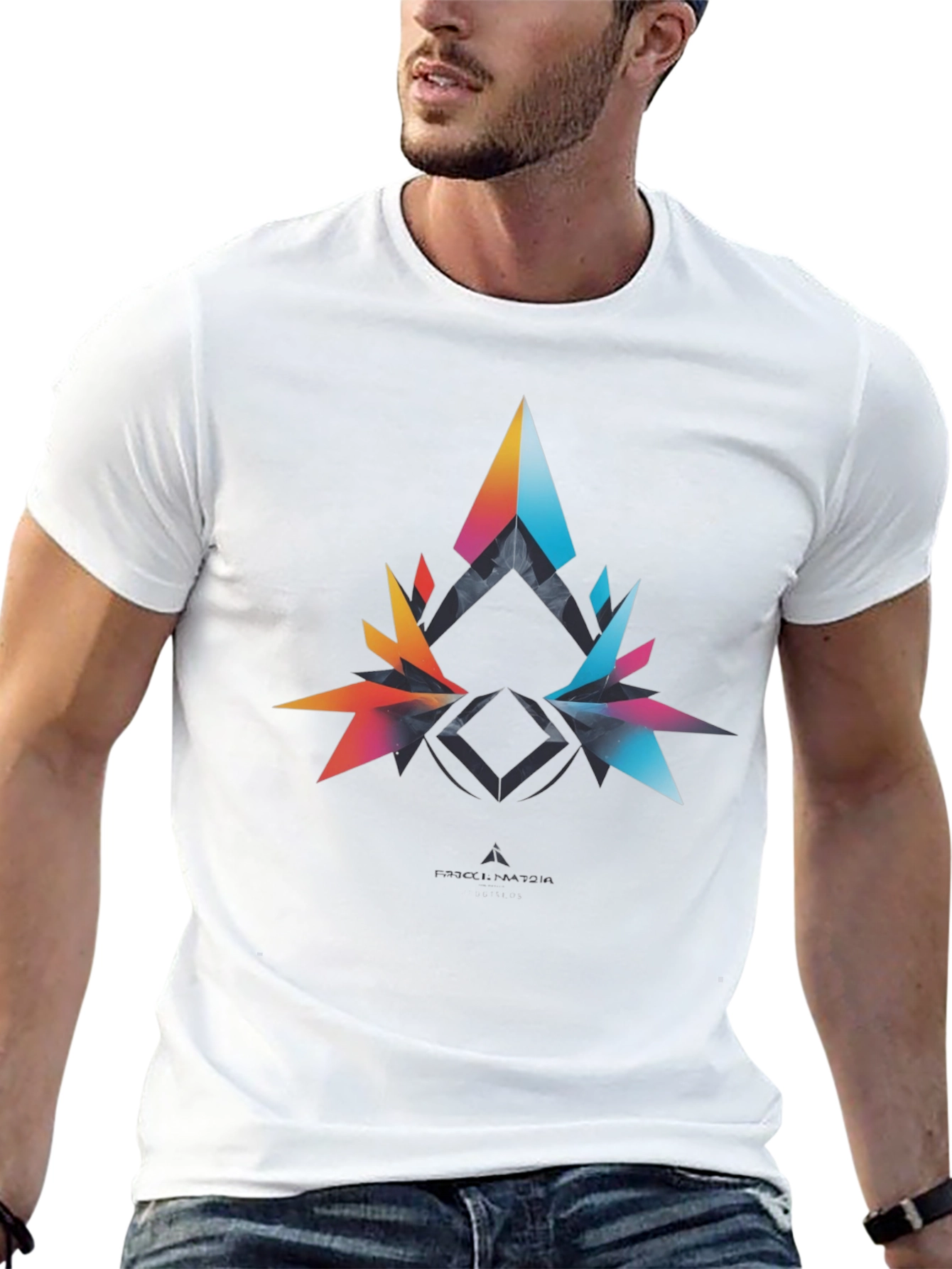 Abstract Geometric Graphic Print Mens Black T-Shirt