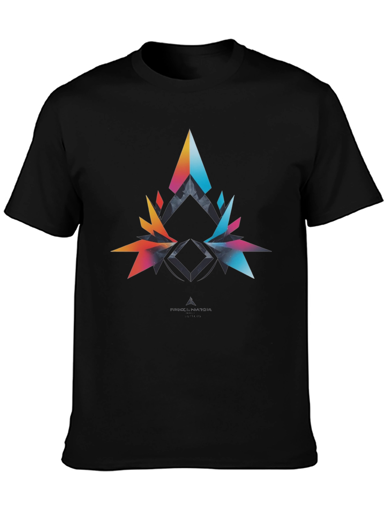 Abstract Geometric Graphic Print Mens Black T-Shirt