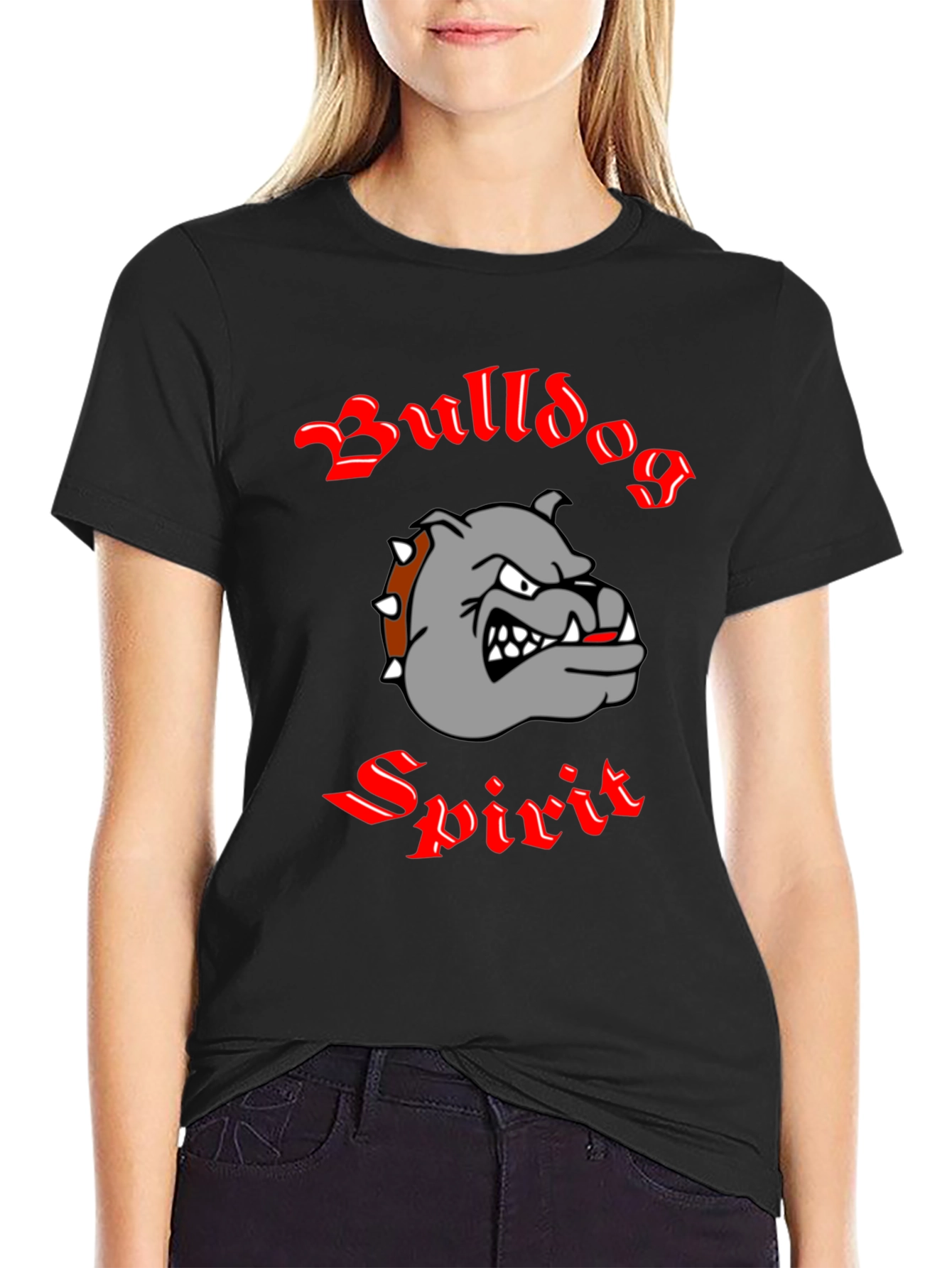 Bulldog Spirit Graphic Tee - Black Cotton T-Shirt