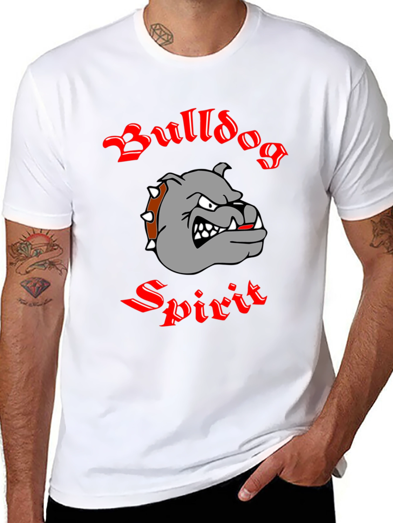 Bulldog Spirit Graphic Tee - Black Cotton T-Shirt