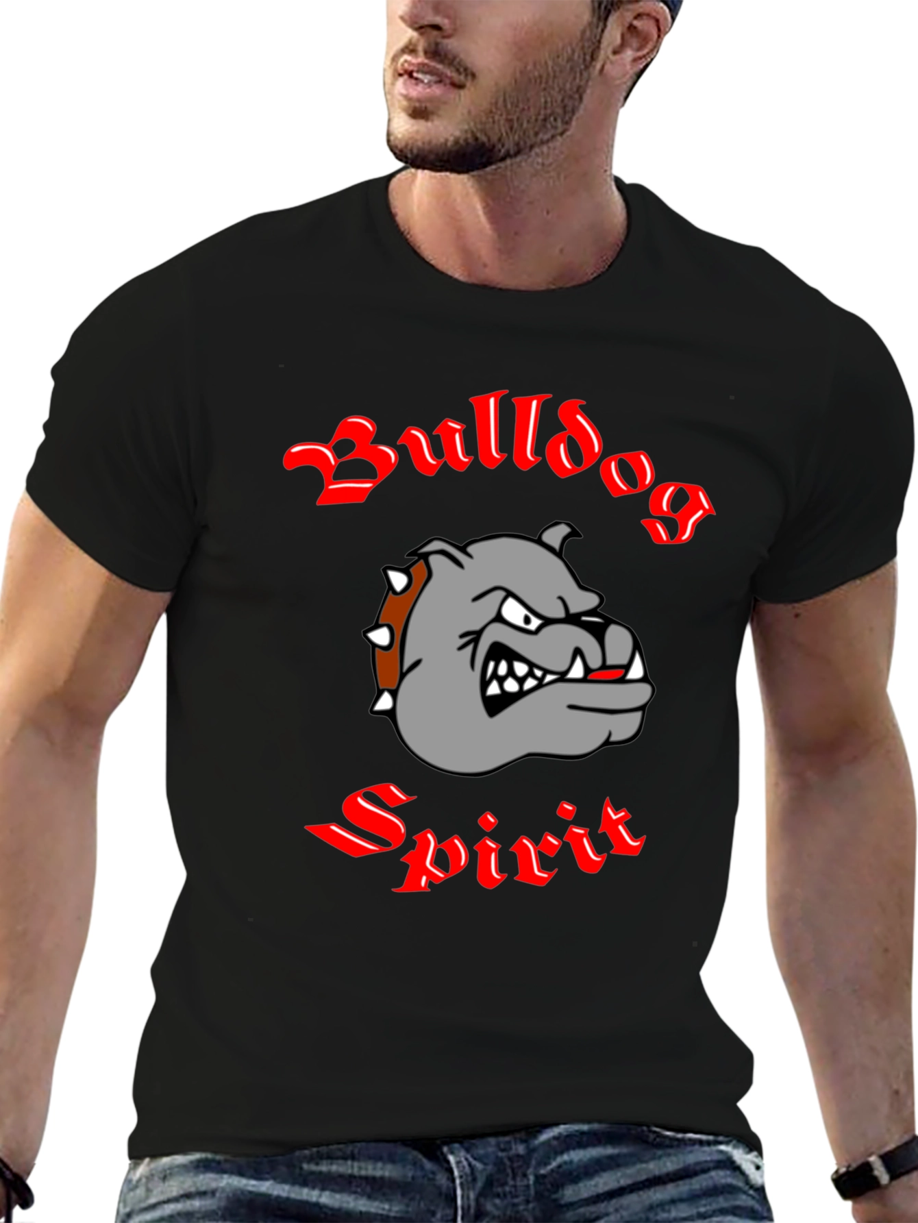 Bulldog Spirit Graphic Tee - Black Cotton T-Shirt