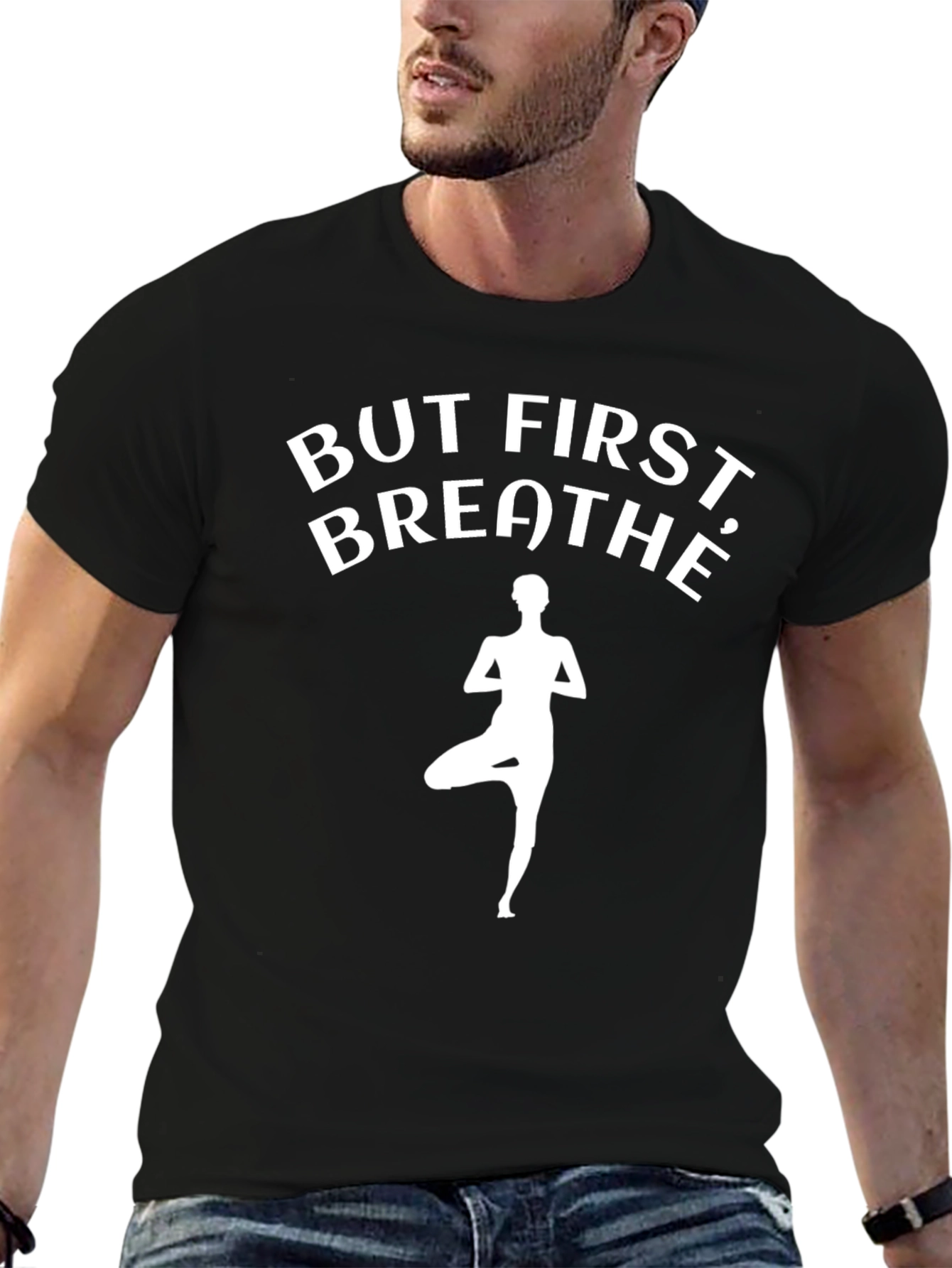 But First Breathe Black Yoga T-Shirt