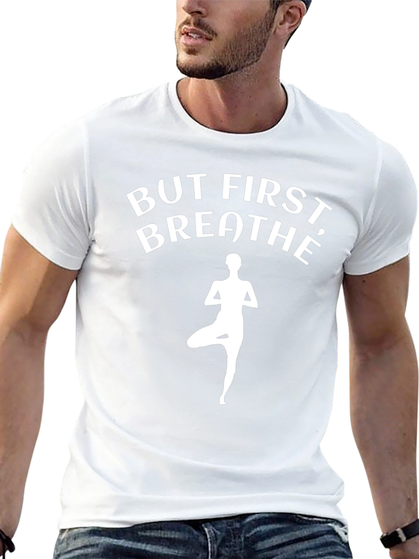 But First Breathe Black Yoga T-Shirt