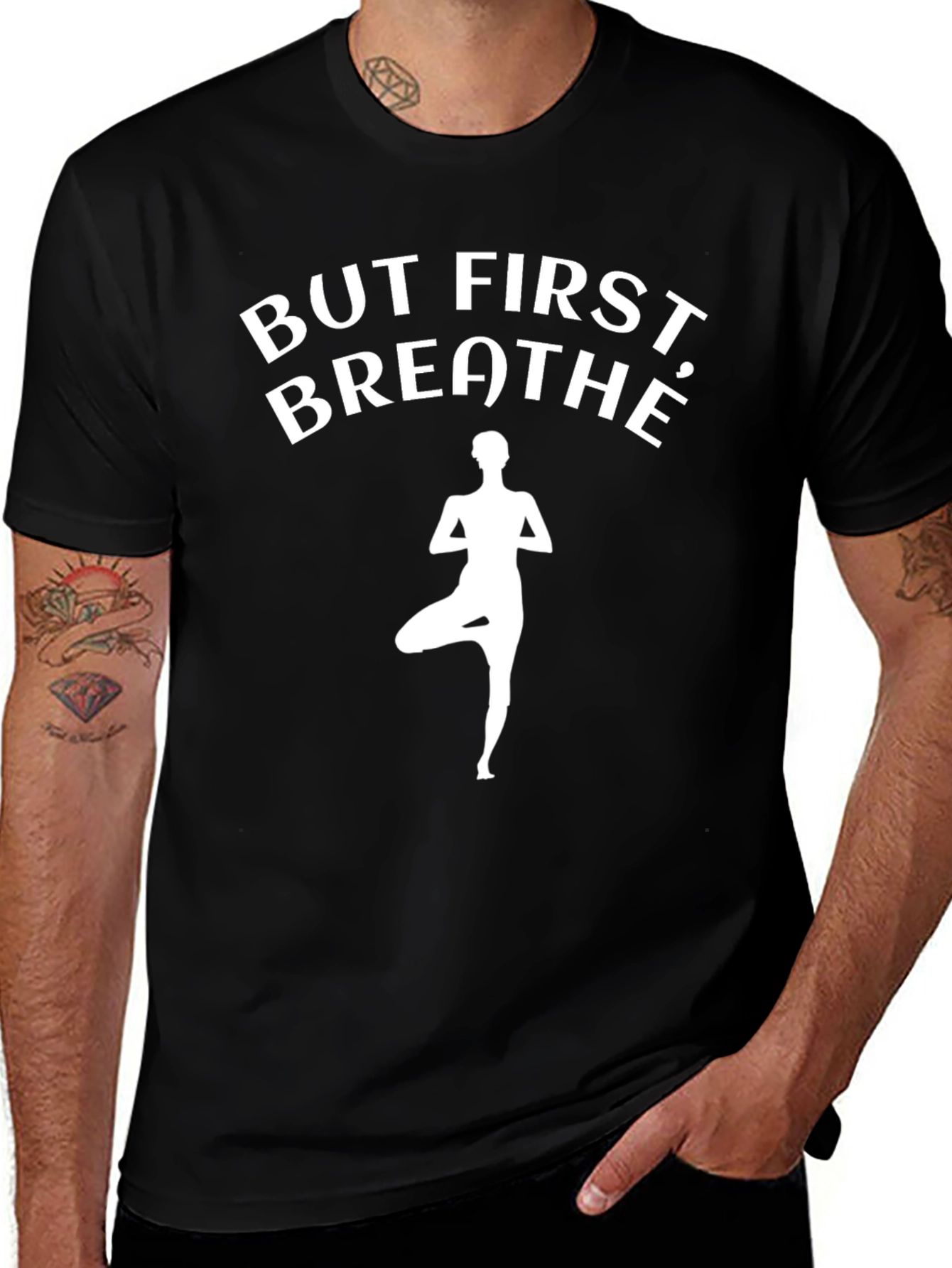 But First Breathe Black Yoga T-Shirt