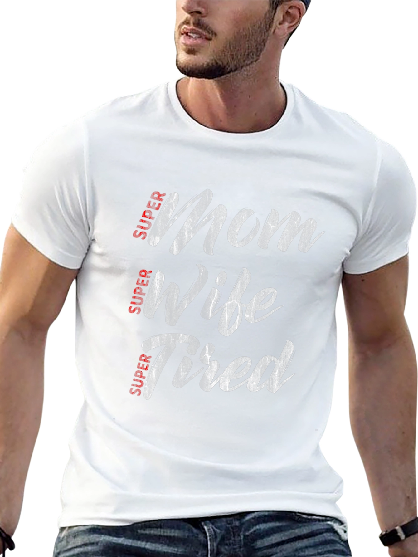 Super Mom Wife Tired Graphic Tee - Black