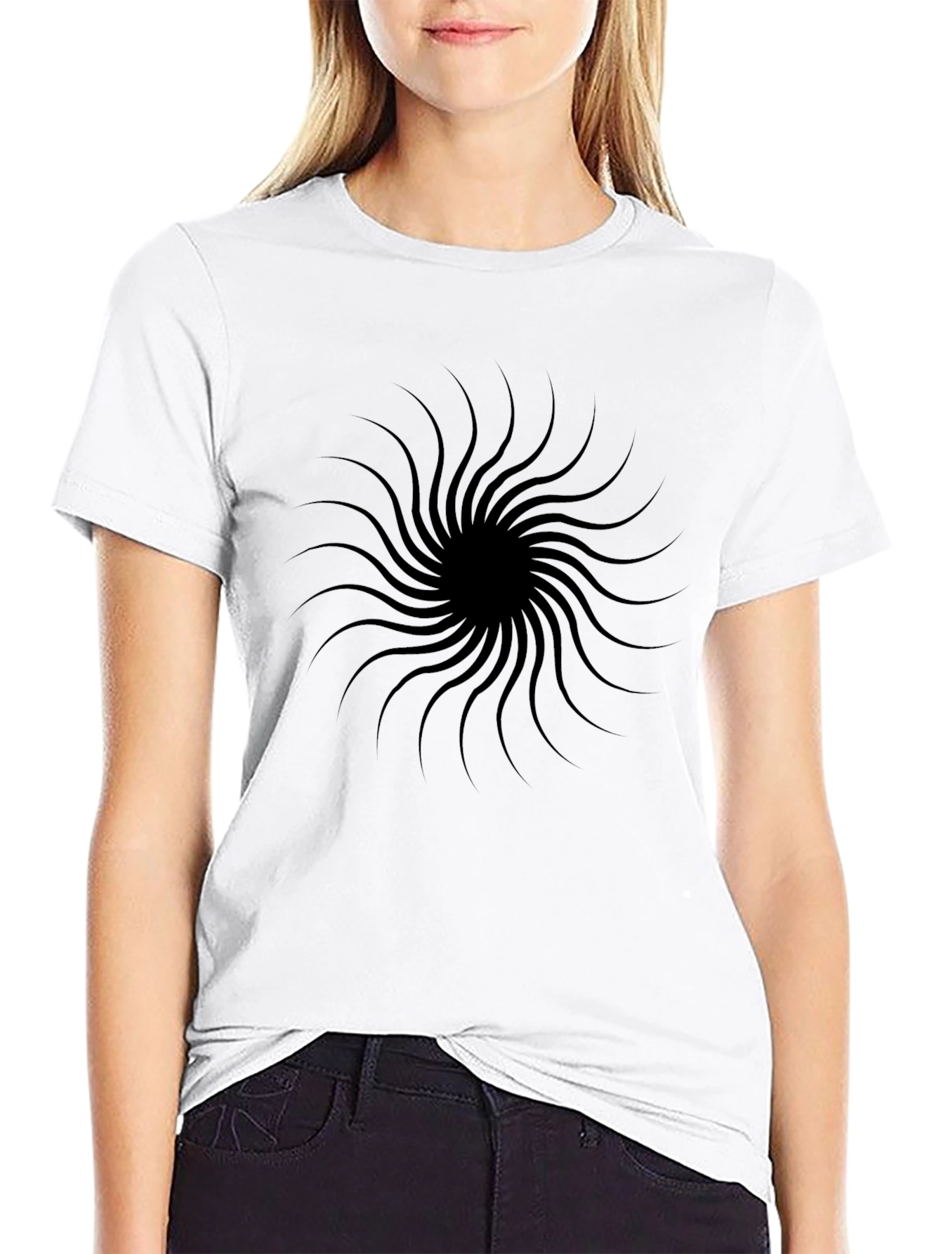 Abstract Swirl Graphic Tee - Modern Black T-Shirt