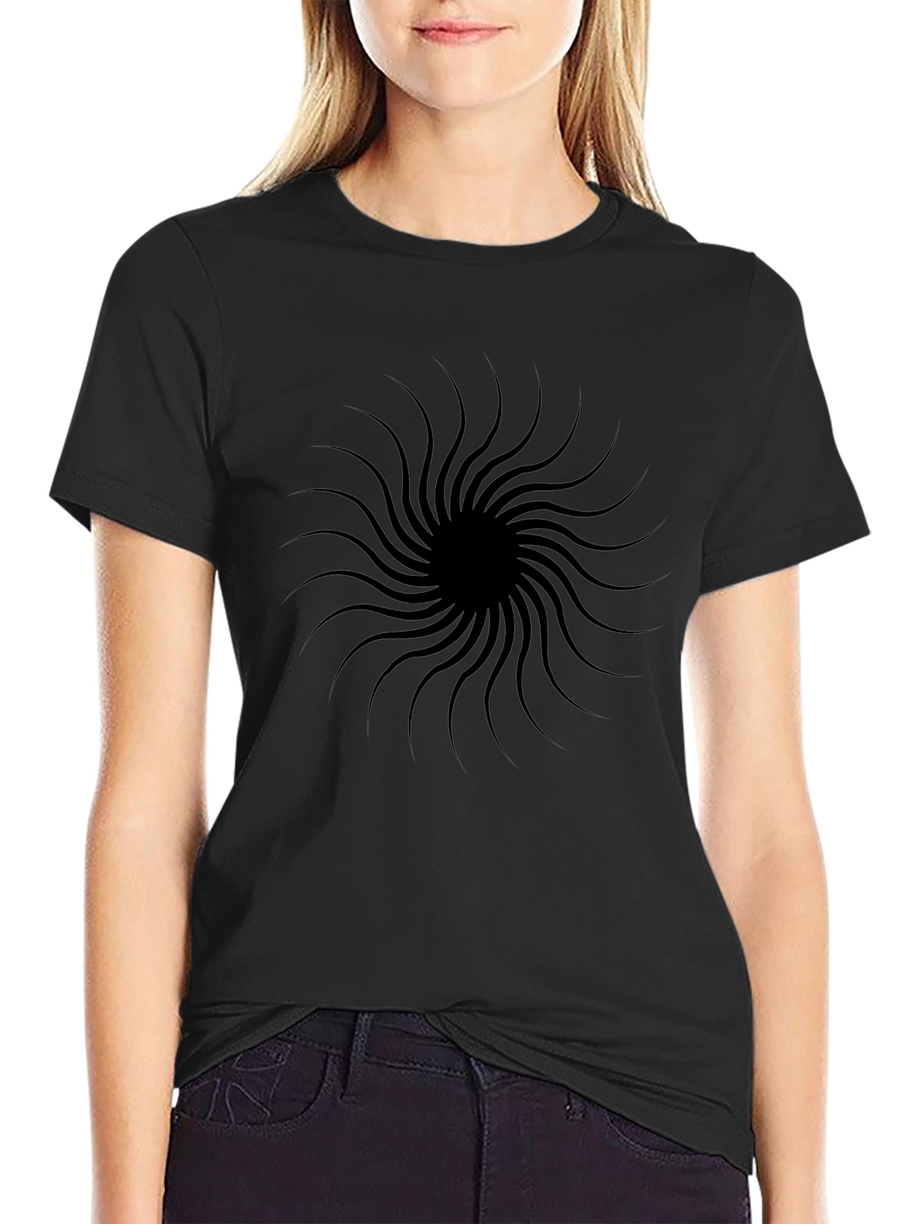 Abstract Swirl Graphic Tee - Modern Black T-Shirt