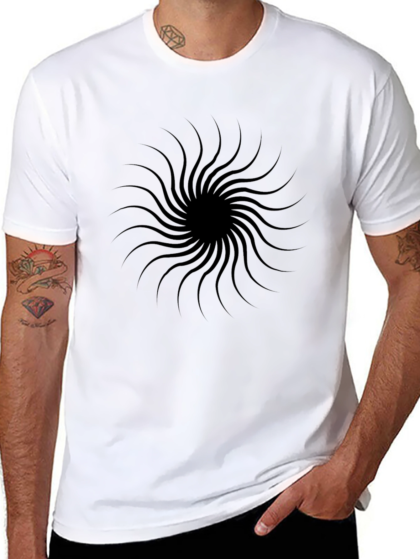 Abstract Swirl Graphic Tee - Modern Black T-Shirt