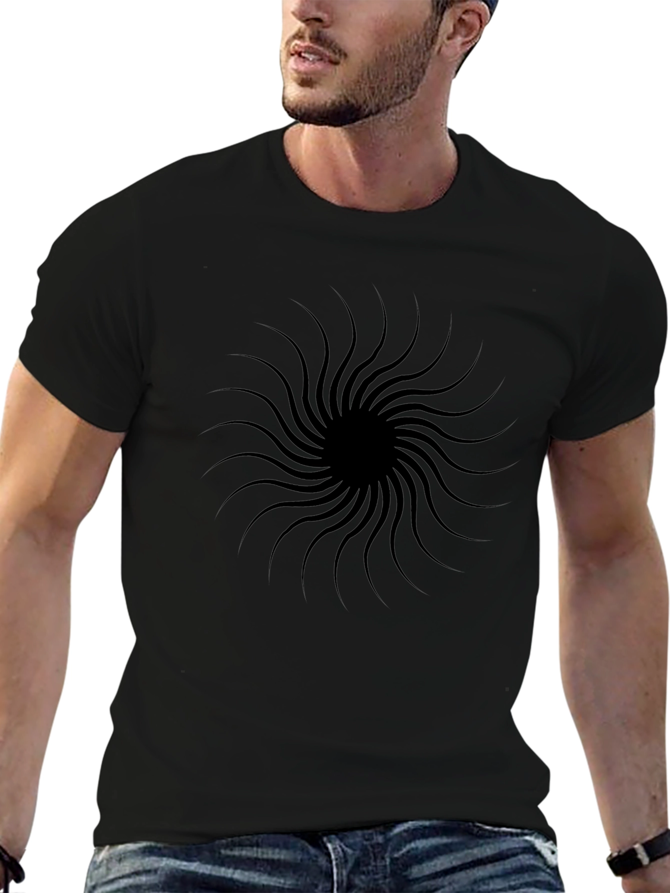 Abstract Swirl Graphic Tee - Modern Black T-Shirt