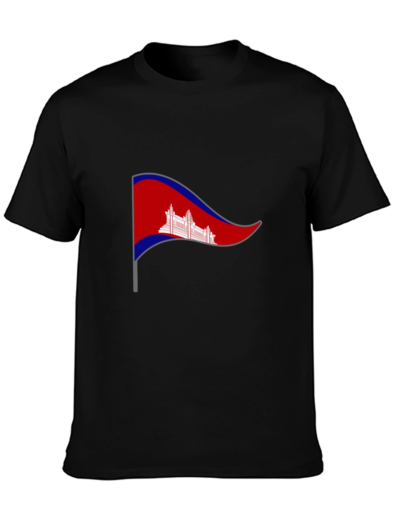 Cambodia Pennant T-Shirt - Black Crew Neck Tee