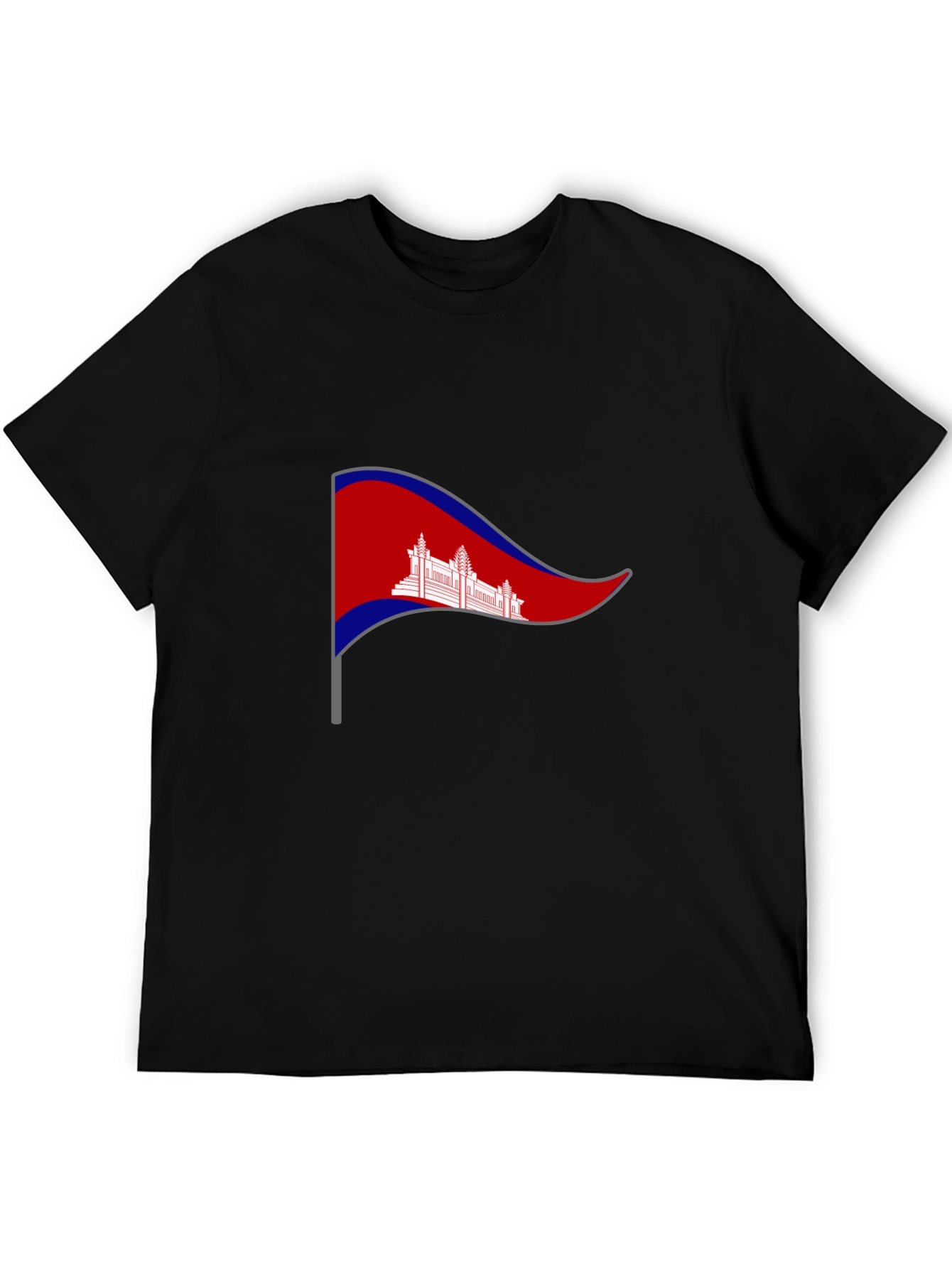 Cambodia Pennant T-Shirt - Black Crew Neck Tee