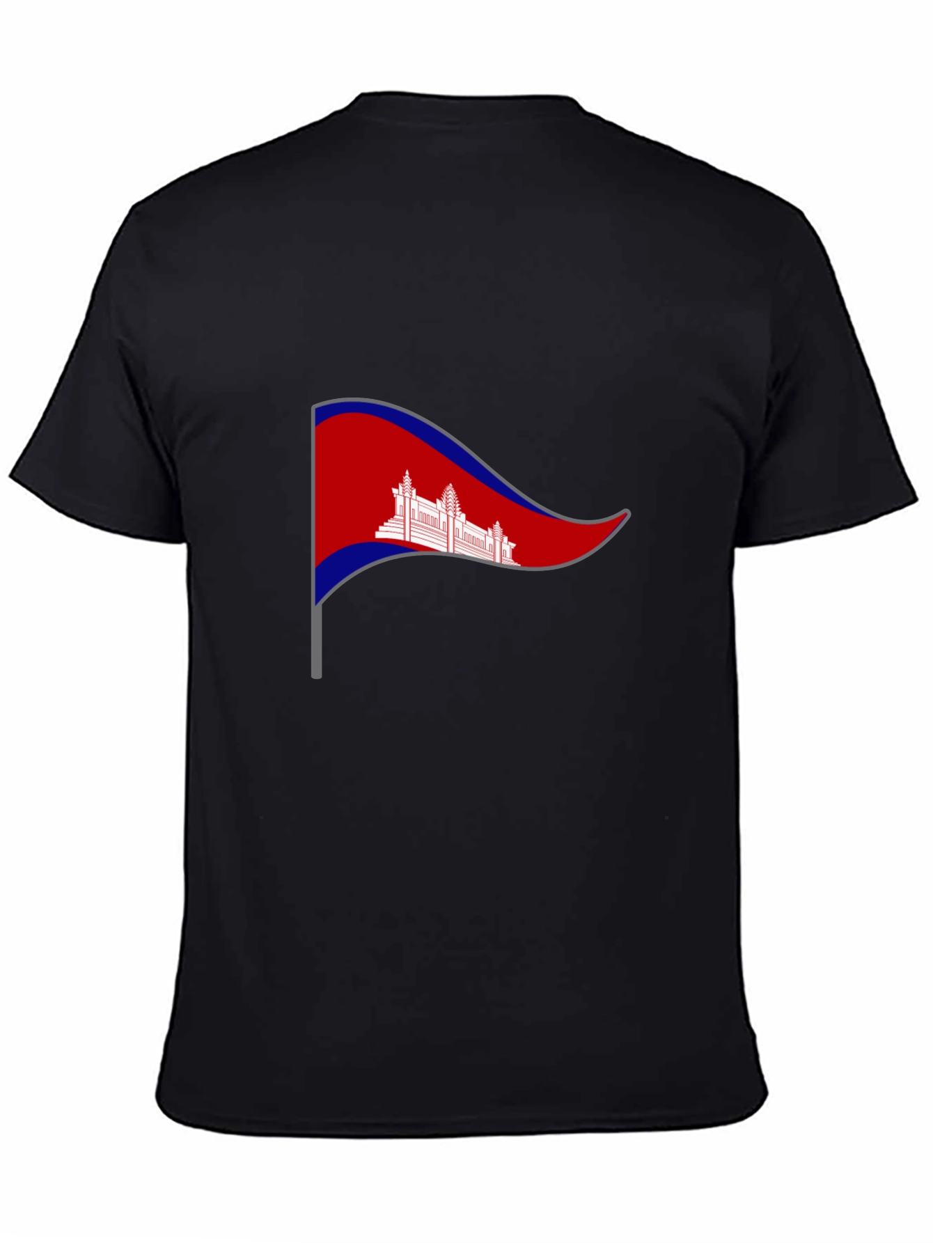 Cambodia Pennant T-Shirt - Black Crew Neck Tee