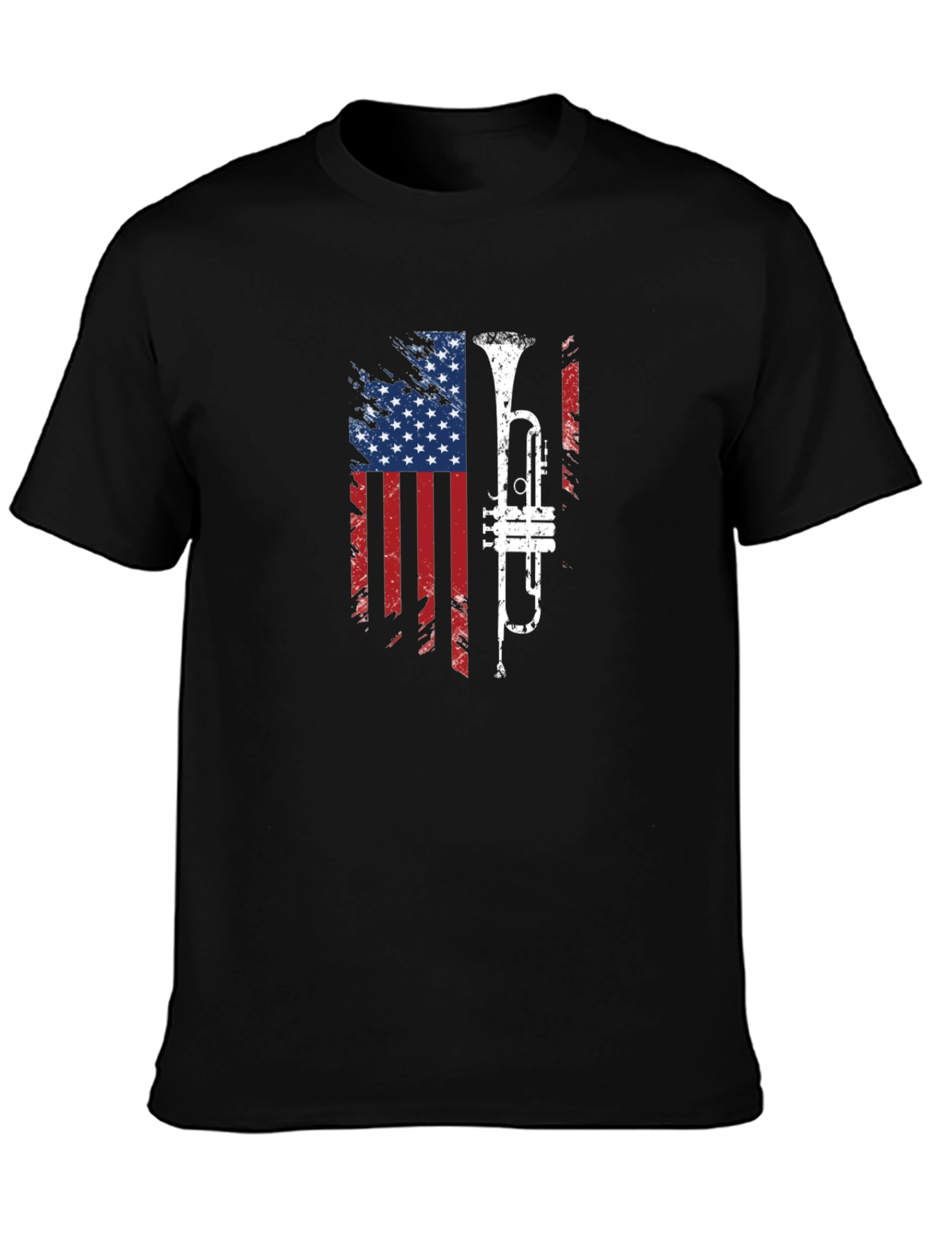 American Flag Trumpet Graphic T-Shirt
