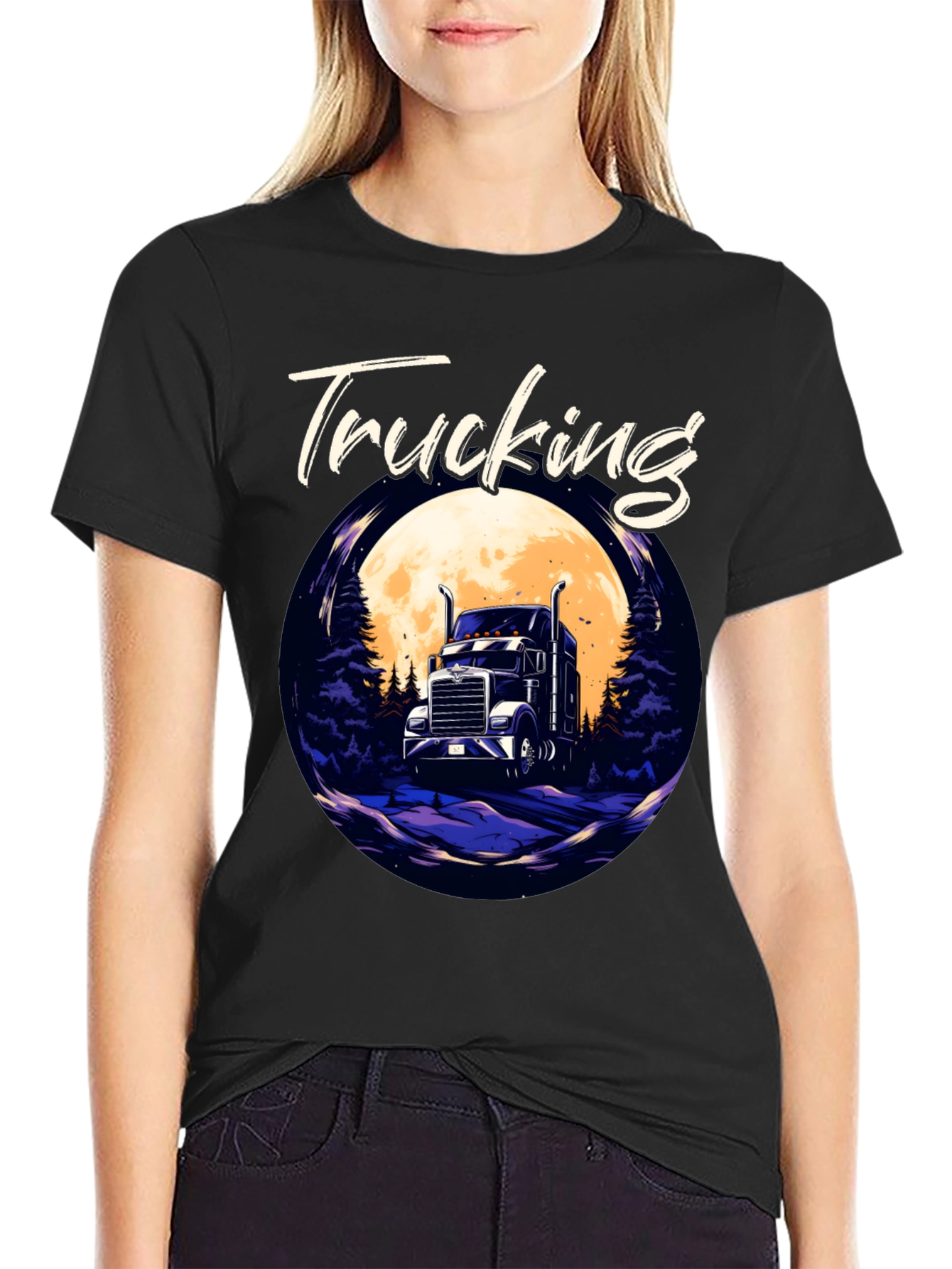 Trucking T-Shirt - Trucker Design Black Tee