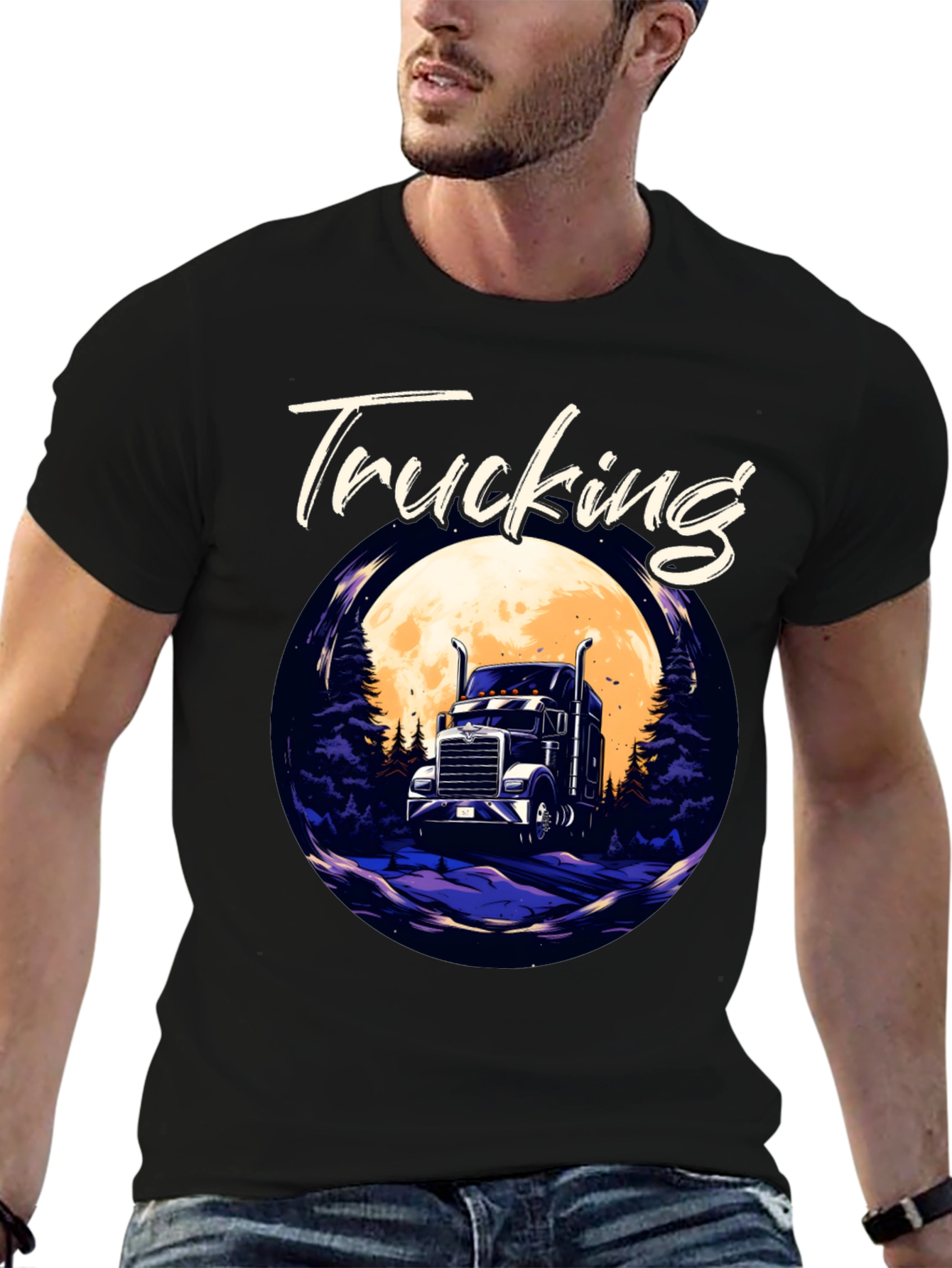 Trucking T-Shirt - Trucker Design Black Tee