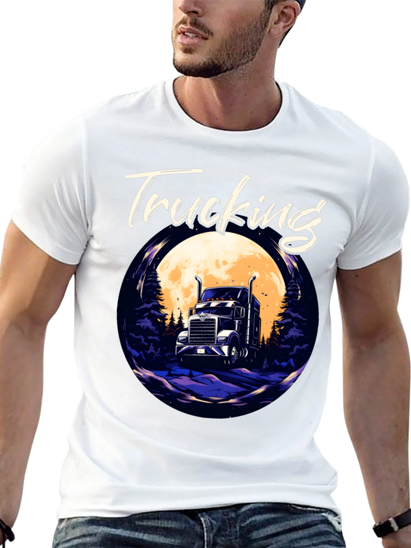 Trucking T-Shirt - Trucker Design Black Tee