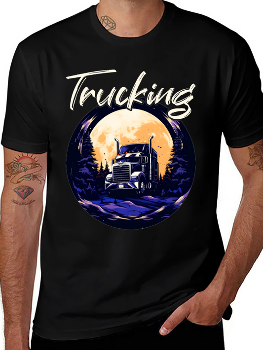 Trucking T-Shirt - Trucker Design Black Tee