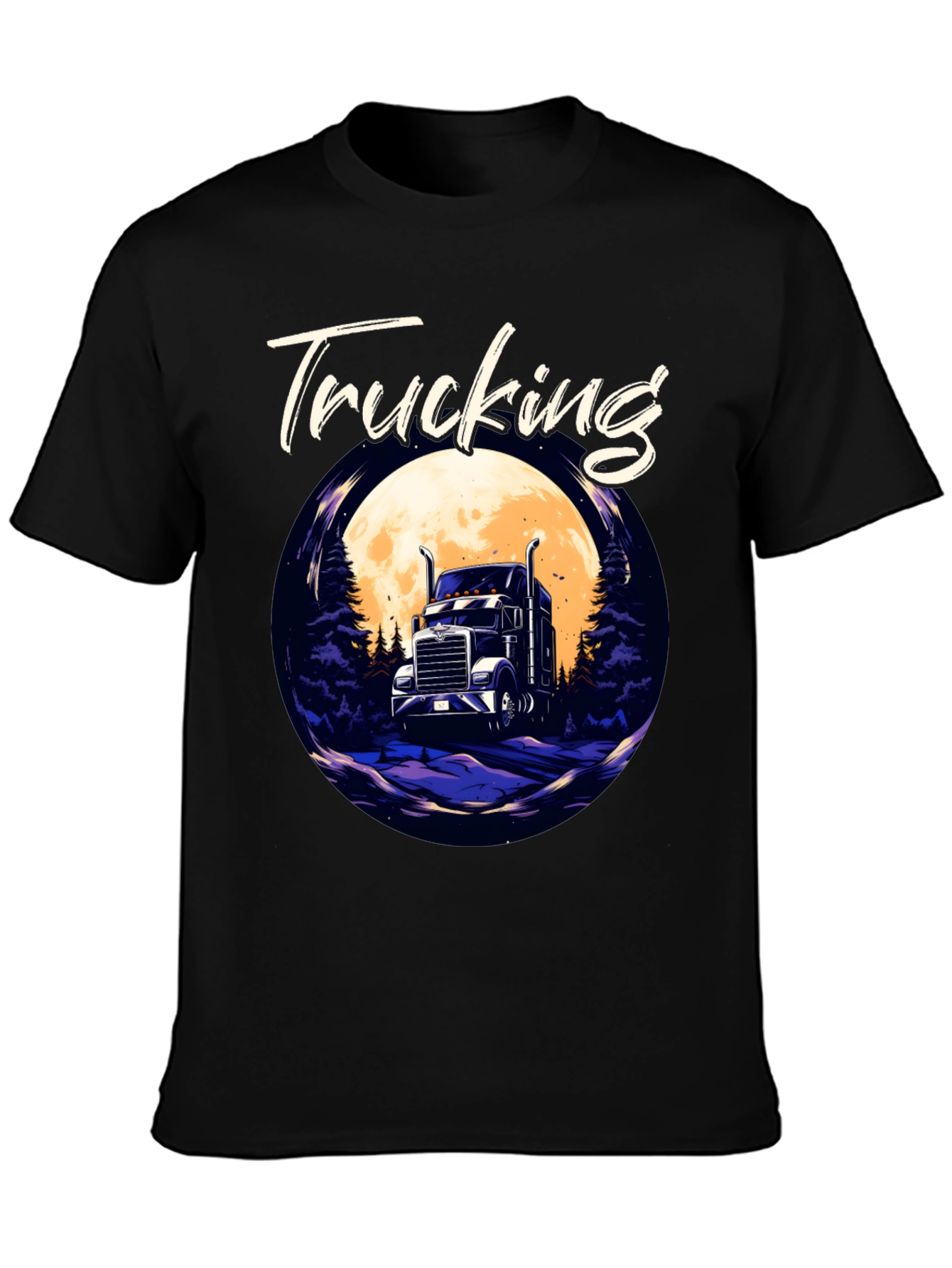 Trucking T-Shirt - Trucker Design Black Tee