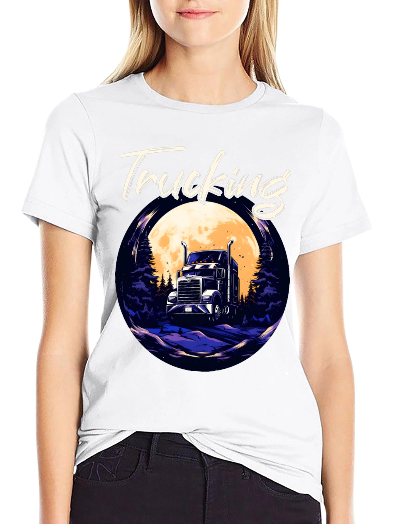 Trucking T-Shirt - Trucker Design Black Tee