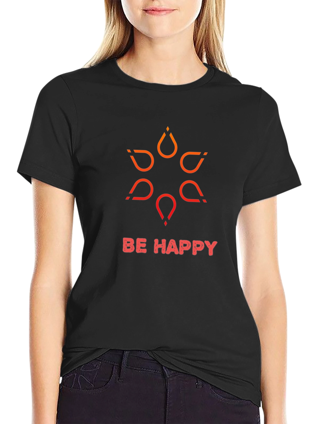 Be Happy Graphic Tee - Black T-Shirt