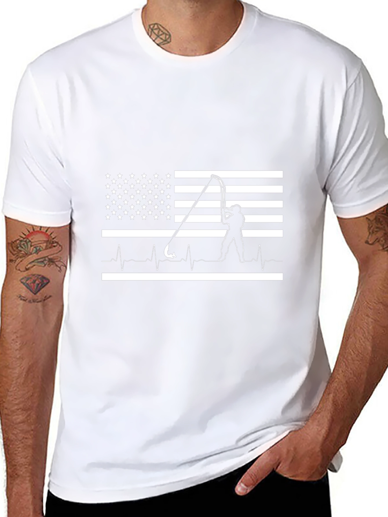 American Fishing Heartbeat T-Shirt