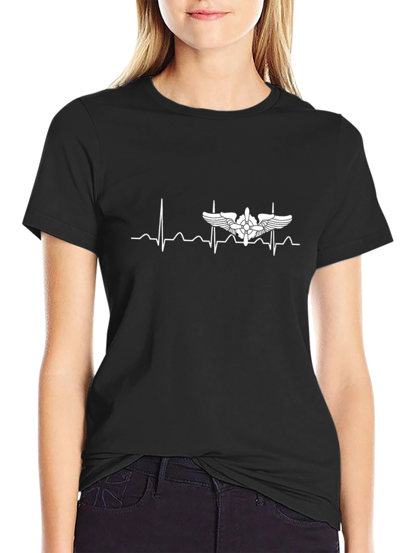 Aviator Heartbeat T-Shirt - Black